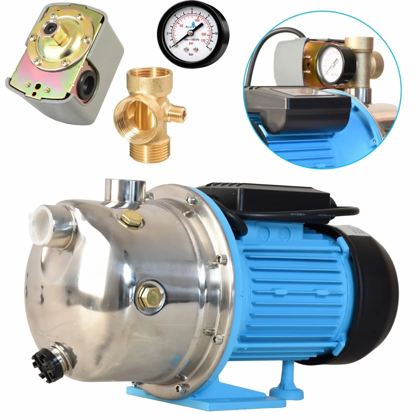 Pompa Hydroforowa JX 1100 (1100 W, 3600 l/h, max. podnoszenie 50 m) do Wody Nawadniania Ogrodu Z OSPRZĘTEM