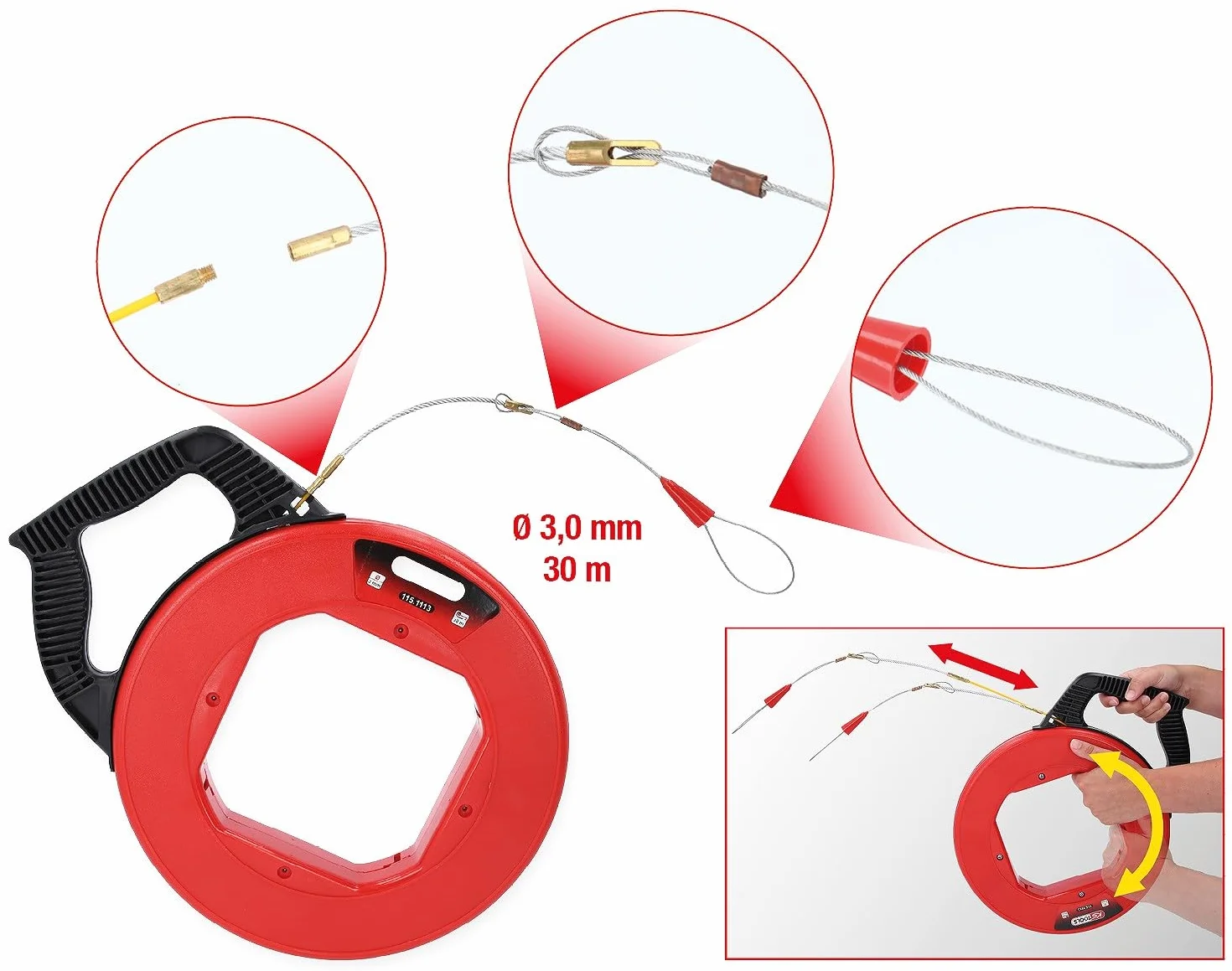 KS Tools 115.1113 Narzędzie pomocnicze do kabli, 30 m