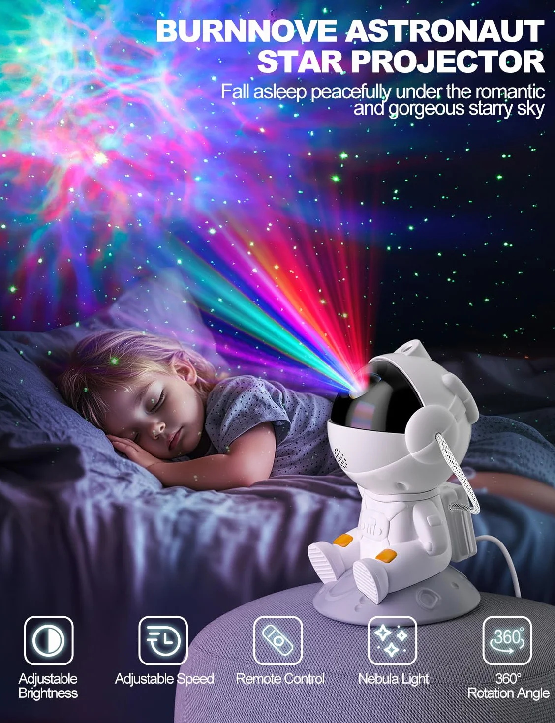 Astronaut Galaxy Star Projektor LED Star Night Light 360° Projektor HD Nebula Z Pilotem Nadaje się do dekoracji estetyki, przyjęć domowych, sypialni