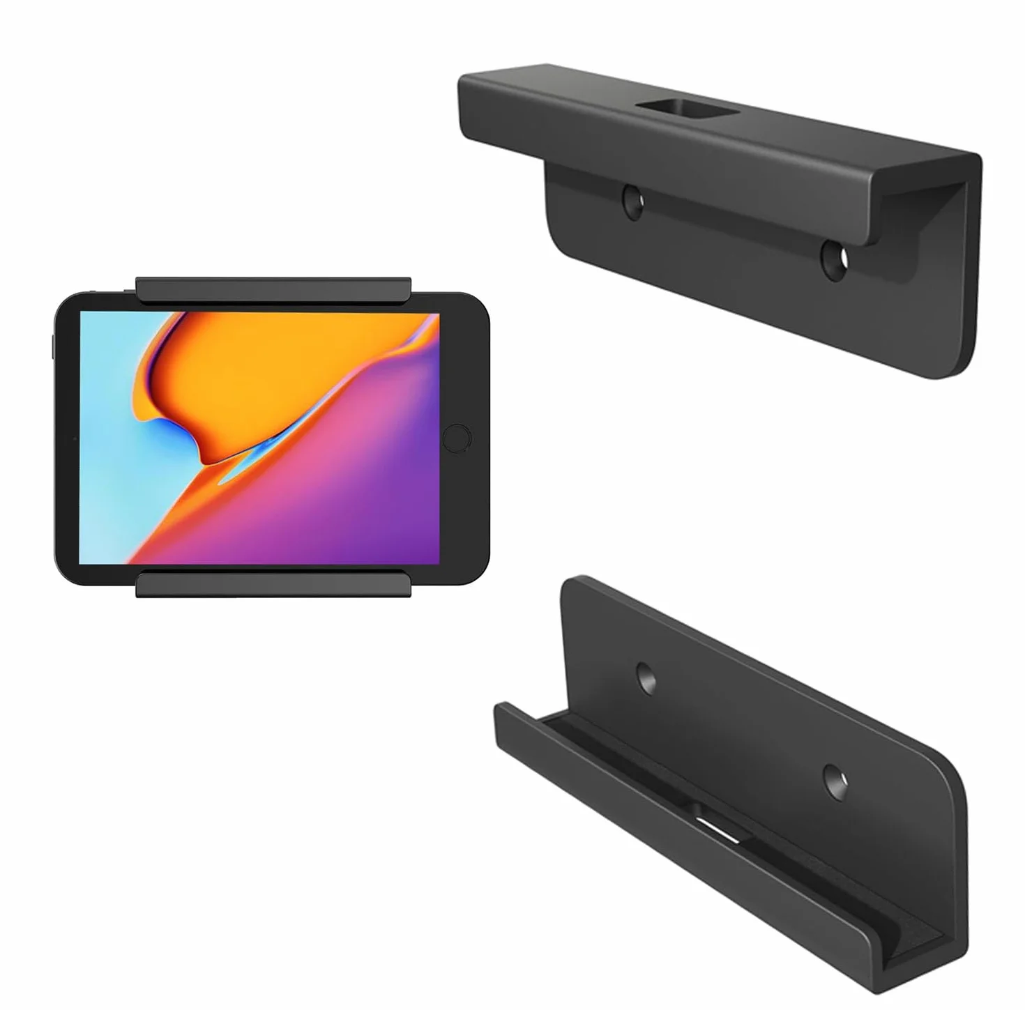 Uchwyt ścienny na tablet czarny kompatybilny iPad Samsung Xiaomi Lenovo