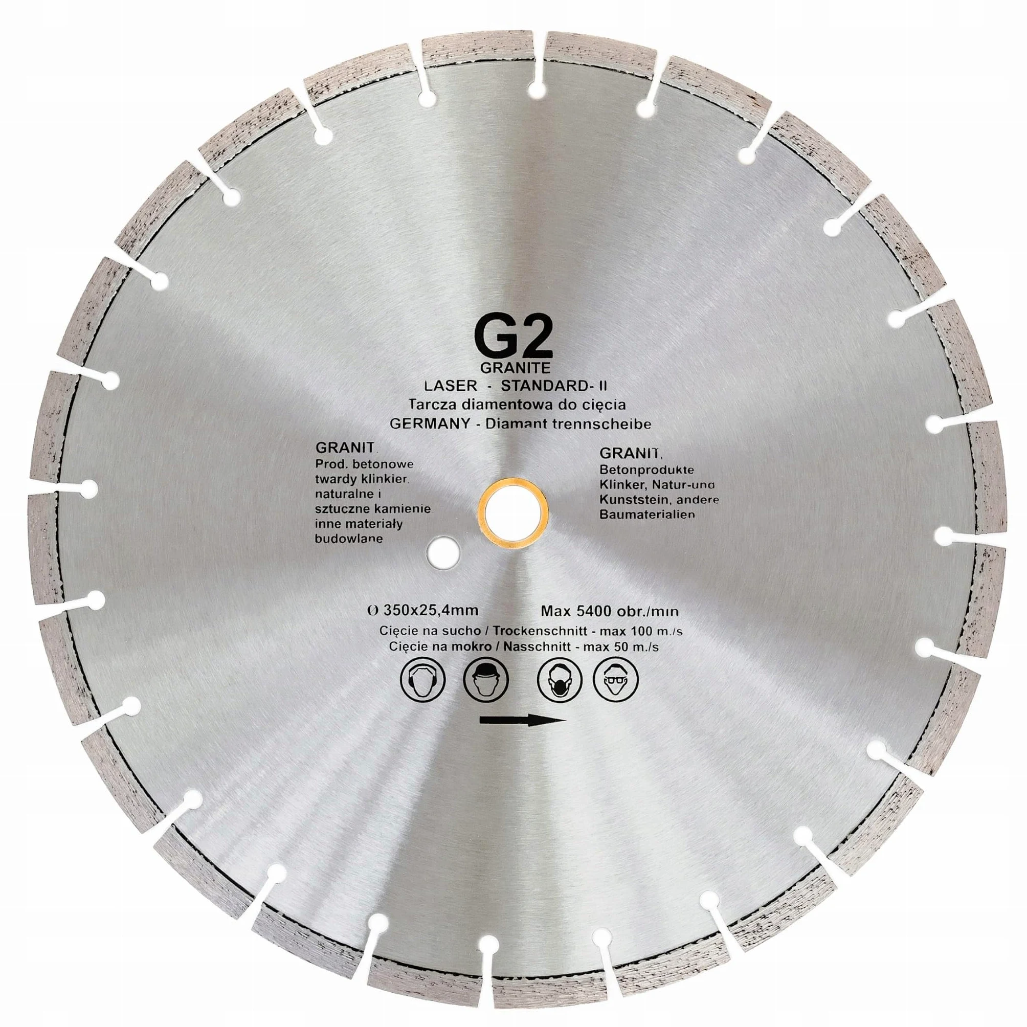 TEDIAM, Diamentowa Tarcza Tnąca, Do Granitu i Kamienia, 500mm x 25.4mm/20mm, G2, Segmentowa, Spiek Laserowy, 10mm Wysokość Segmentu, 100 m/s
