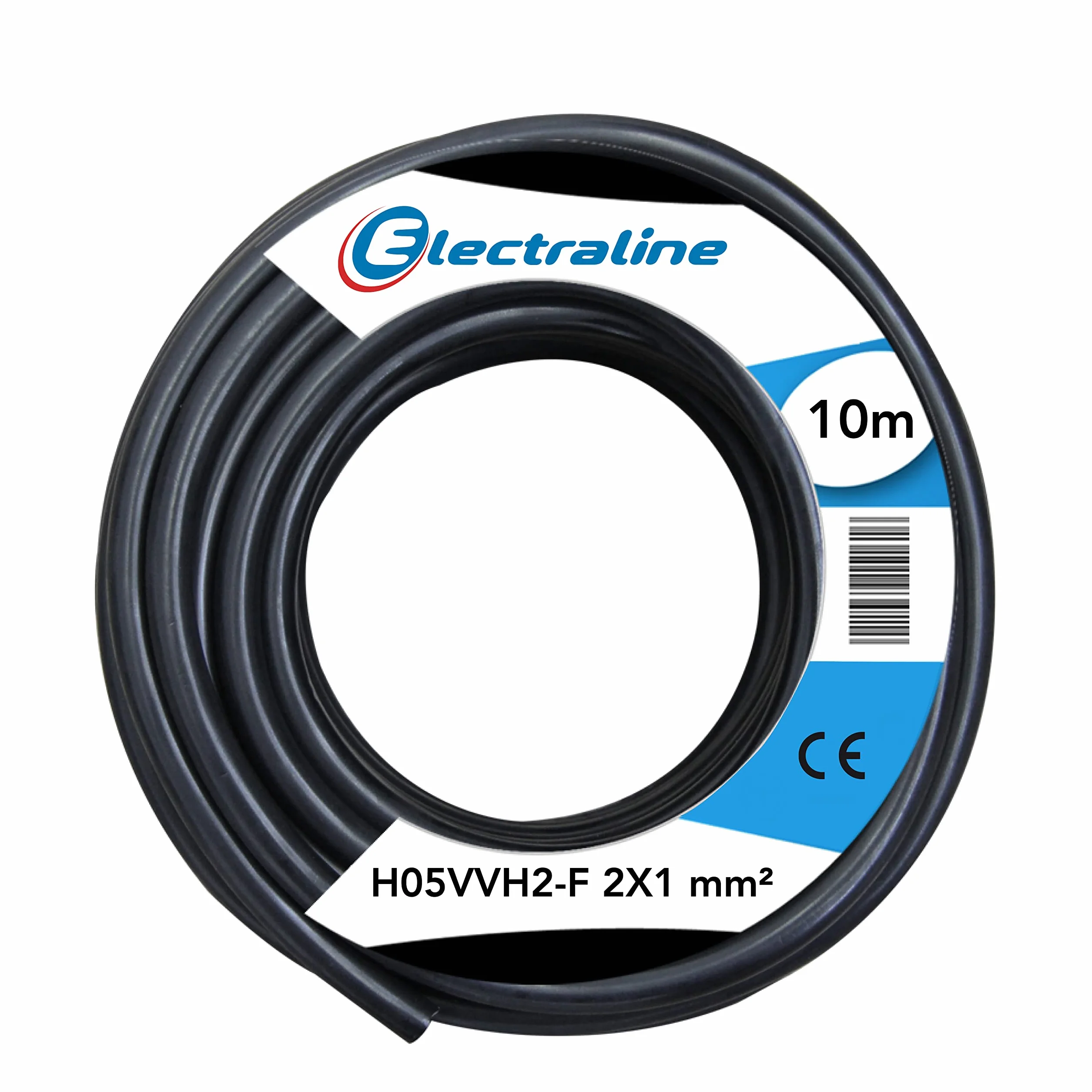 Electraline 10981 H05VVH2-F kabel, przekrój 2 x 1 mm, długość 10 m, czarny