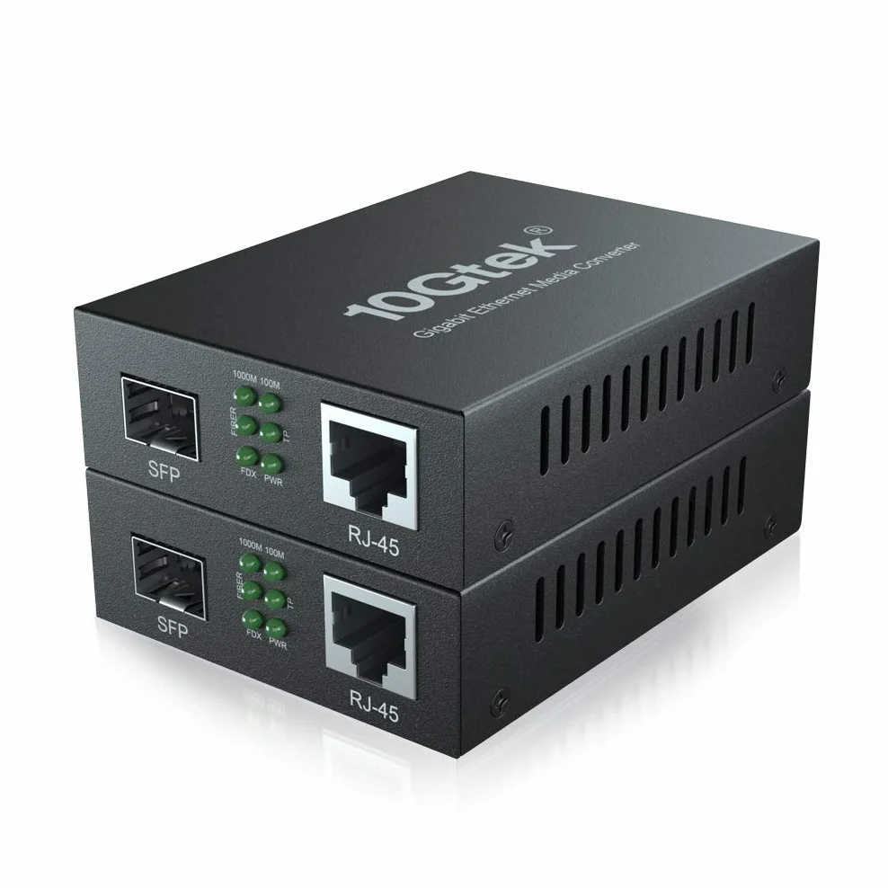 Gigabit Ethernet Media Converter, Open SFP Slot, 10/100/1000M RJ45 to 1000M SFP, European Power Supply