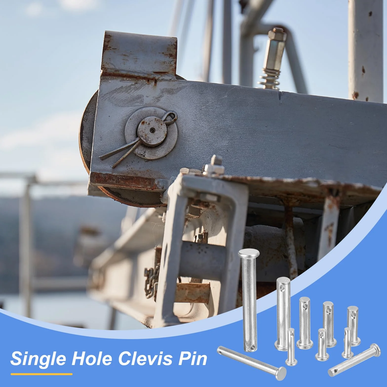 QUARKZMAN 6 sztuk M5 x 50 mm pojedynczy otwór sworzeń widelca 304 stal szlachetna płaski łeb trzpień Hitch Pin do przyczepy, zatrzasków, naprawy mechaniki, montażu mebli, wyposażenia przemysłowego