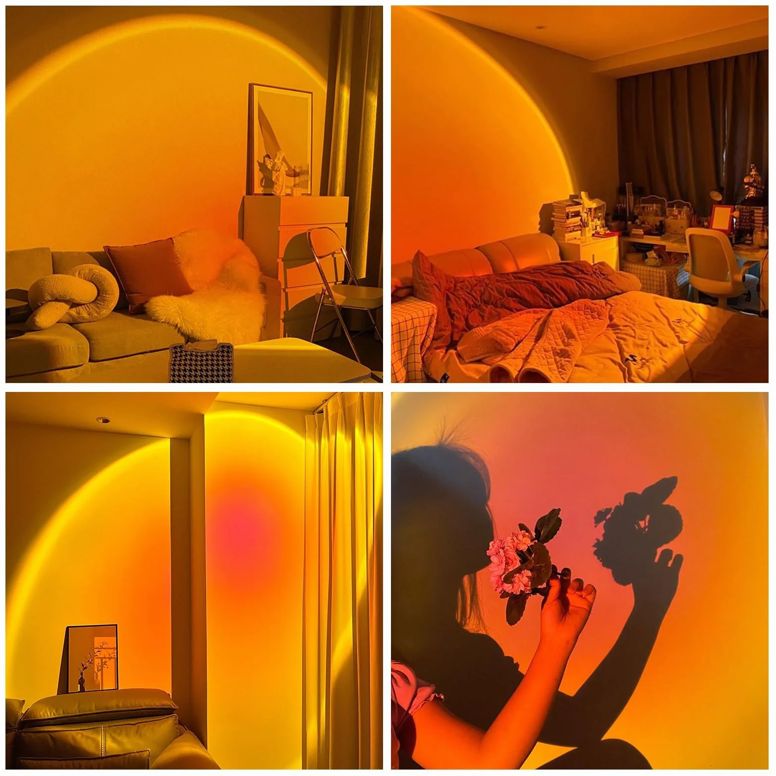 GY Clamp Sunset Lamp, 4 kolory Sunset Lamp, port USB Sunlight LED Projector, obracanie o 180°, idealne do zdjęć, selfie i dekoracji salonu