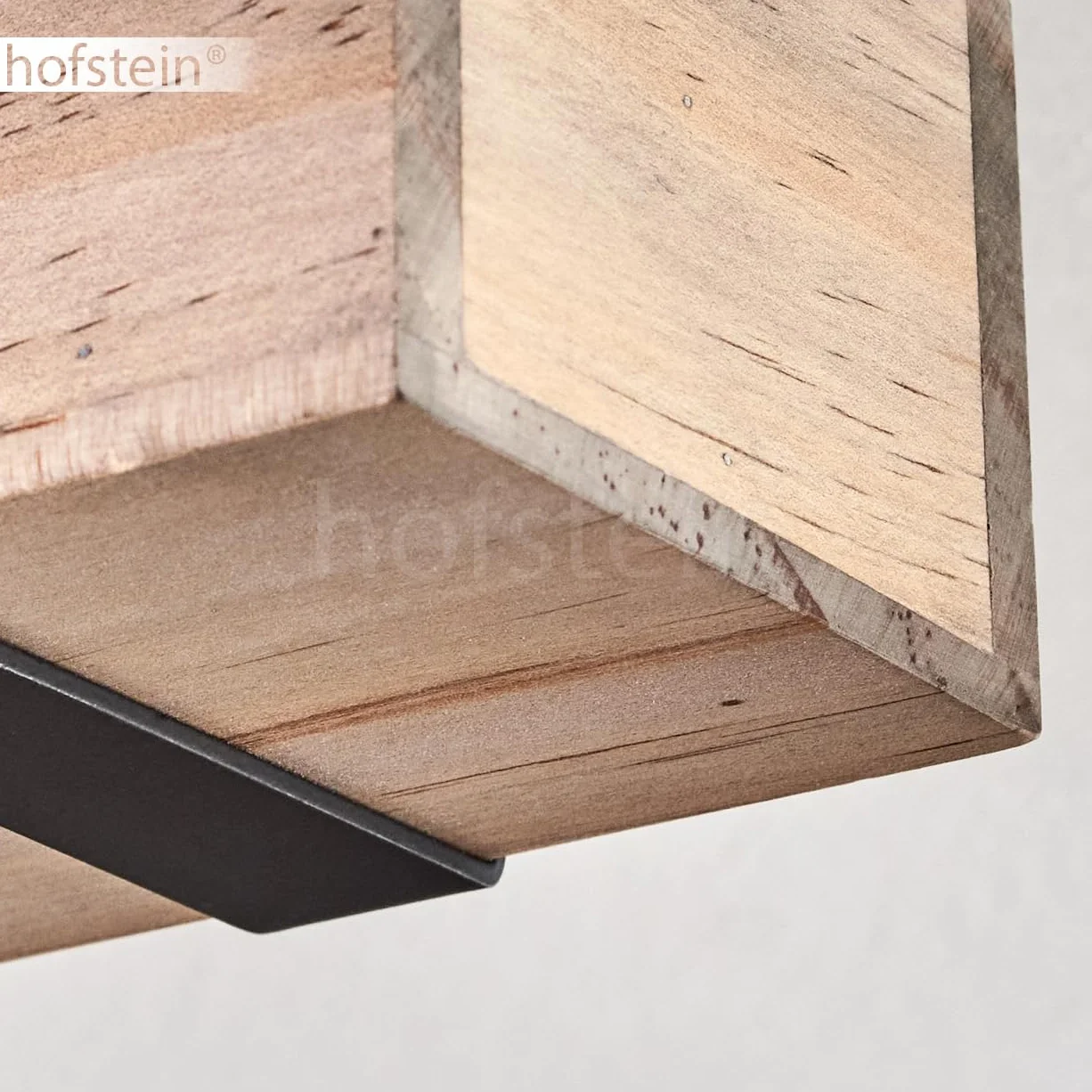 Lampa sufitowa Montgomery, nowoczesna lampa sufitowa z metalu/drewna w kolorze czarnym/naturalnym, industrialny design z drewnianymi belkami, 2-żarówkowa, 2 x E27, bez żarówki