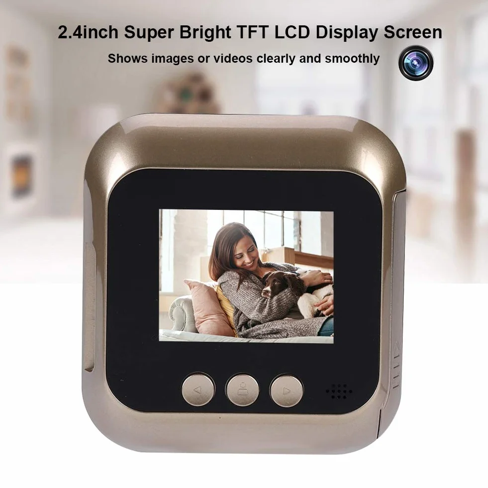 2,4 cala HD inteligentny dzwonek do drzwi, cyfrowy wizjer do drzwi, kamera TFT LCD, ekran 135° HD z noktowizorem na podczerwień i 24-godzinnym monitorowaniem, kamera elektroniczna, kocie oko