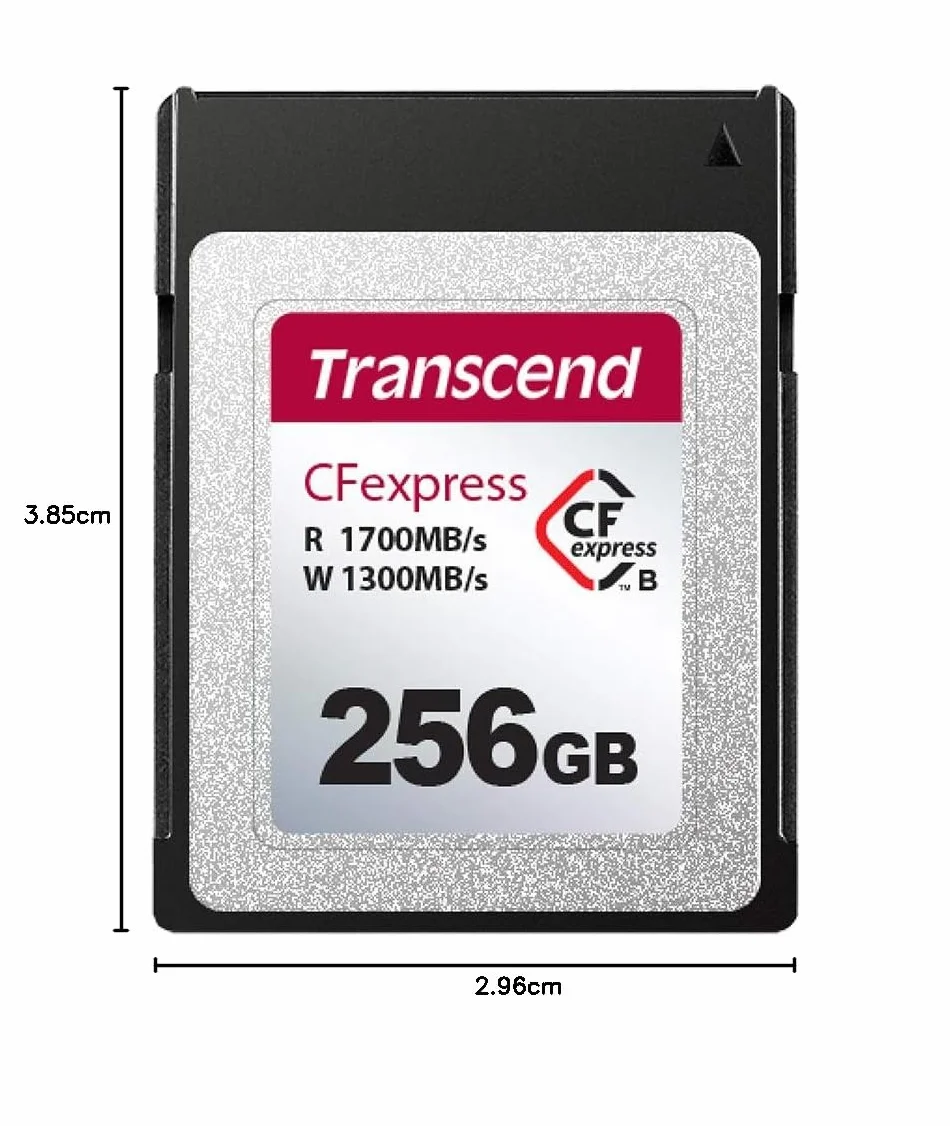 Transcend CFexpress karta pamięci typu B TS256GCFE820, prędkość odczytu/zapisu do 1700 MB/s lub 1300 MB/s