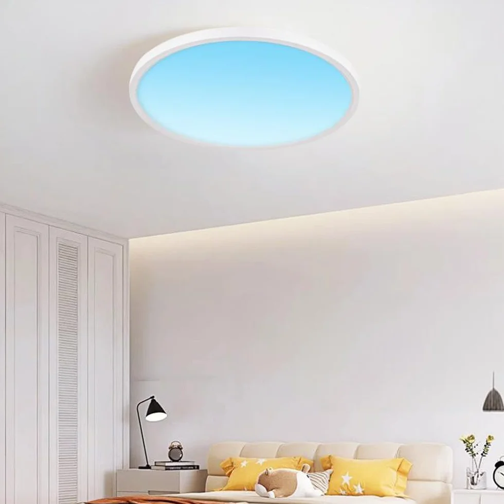 Lampy sufitowe z widocznym montażem Clear Sky, Lampa sufitowa Blue Sky Light, Okrągłe lampy sufitowe LED do montażu podtynkowego, Ściemnialne oświetlenie sufitowe do przedpokoju, salonu, kuchni