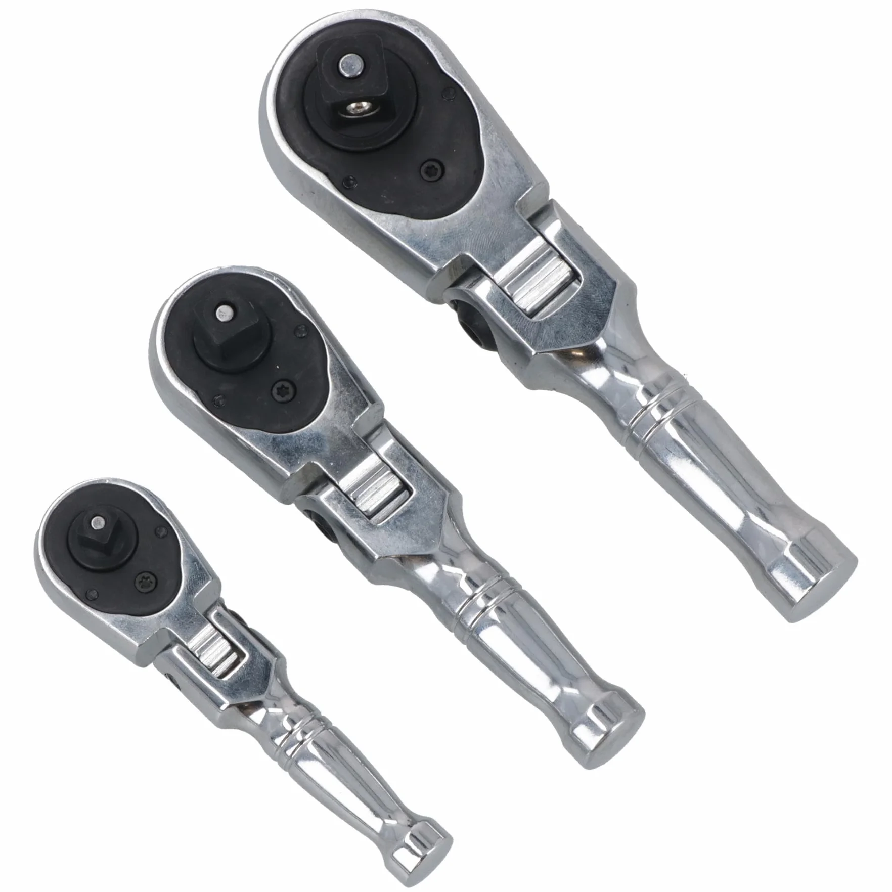 AB Tools Stubby Flexi Headed grzechotka zestaw wkrętaków nasadowych odwracalne 1/10.2 cm 3/20.3 cm 1/5.1 cm 3 szt