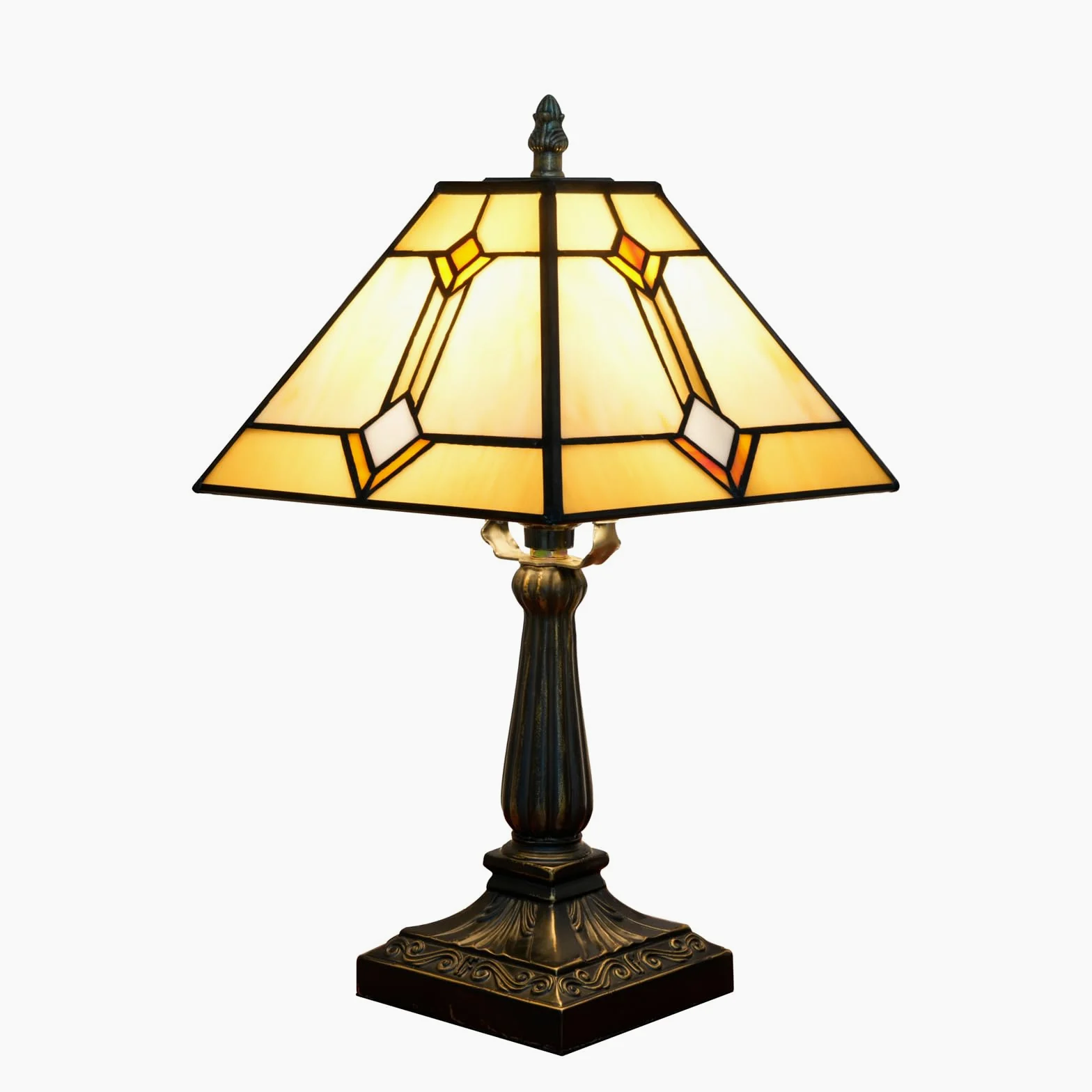 Tiffany lampa stołowa styl misja szkło witrażowe światło żółte antyczne vintage lampa obok czytania do domu salonu