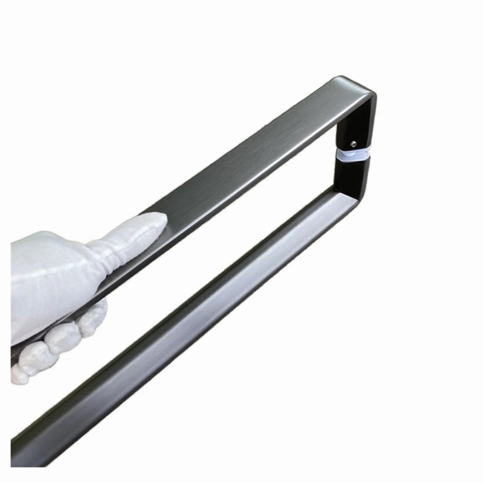 Nowoczesny zestaw klamek do drzwi, 1 zestaw pogrubiony szklany uchwyt do drzwi ze stali nierdzewnej 304 Push Handle Klamka do drzwi do łazienki (kolor: szczotkowany, rozmiar: 425x400mm) (Color : Gun