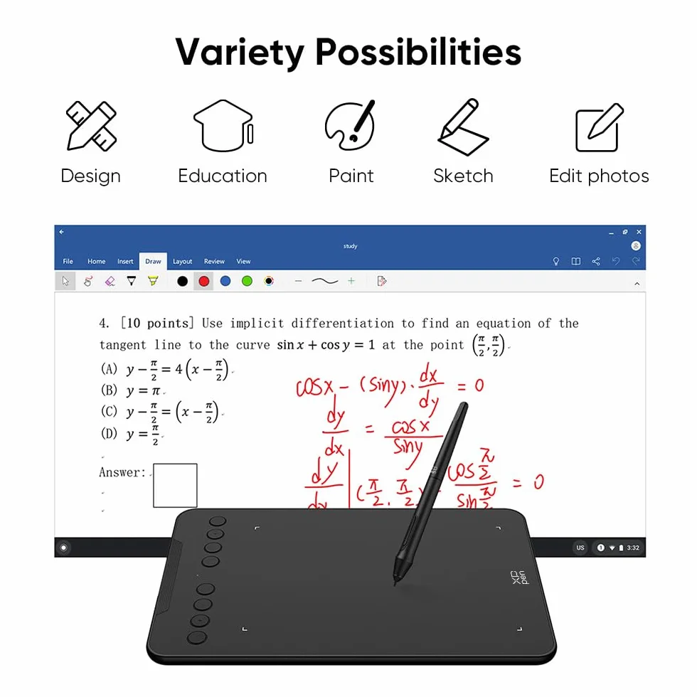 XP-PEN Deco 01 V2 Tablet graficzny 8 klawiszy skrótu rysik pasywny 8192 poziomów nacisku Windows Mac Android