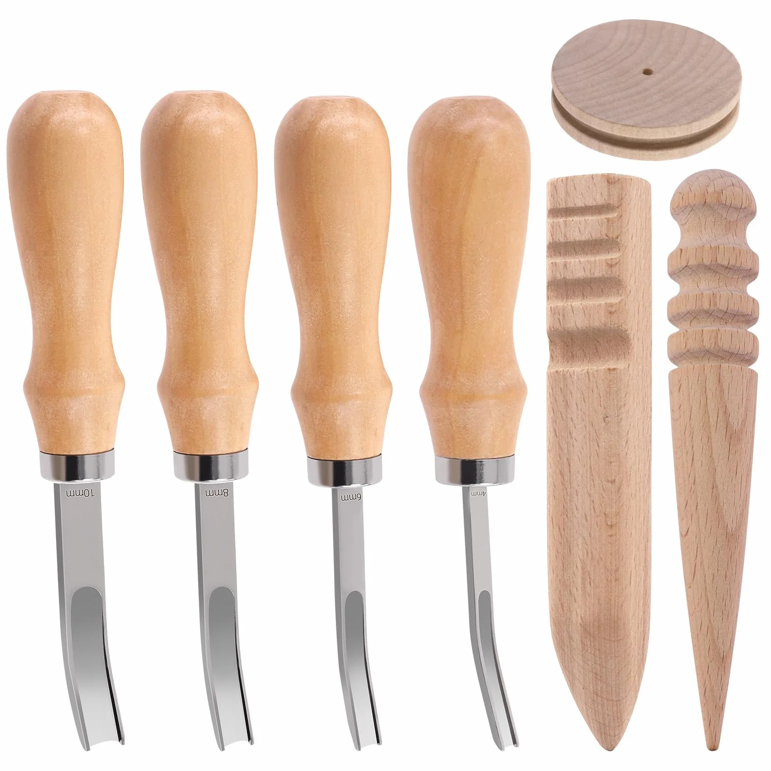 7 szt. 4 rozmiary Leather Edge Skiving Tool Leather Craft Leather Edge Trimmer with Wooden Handle for Leather Craft Working