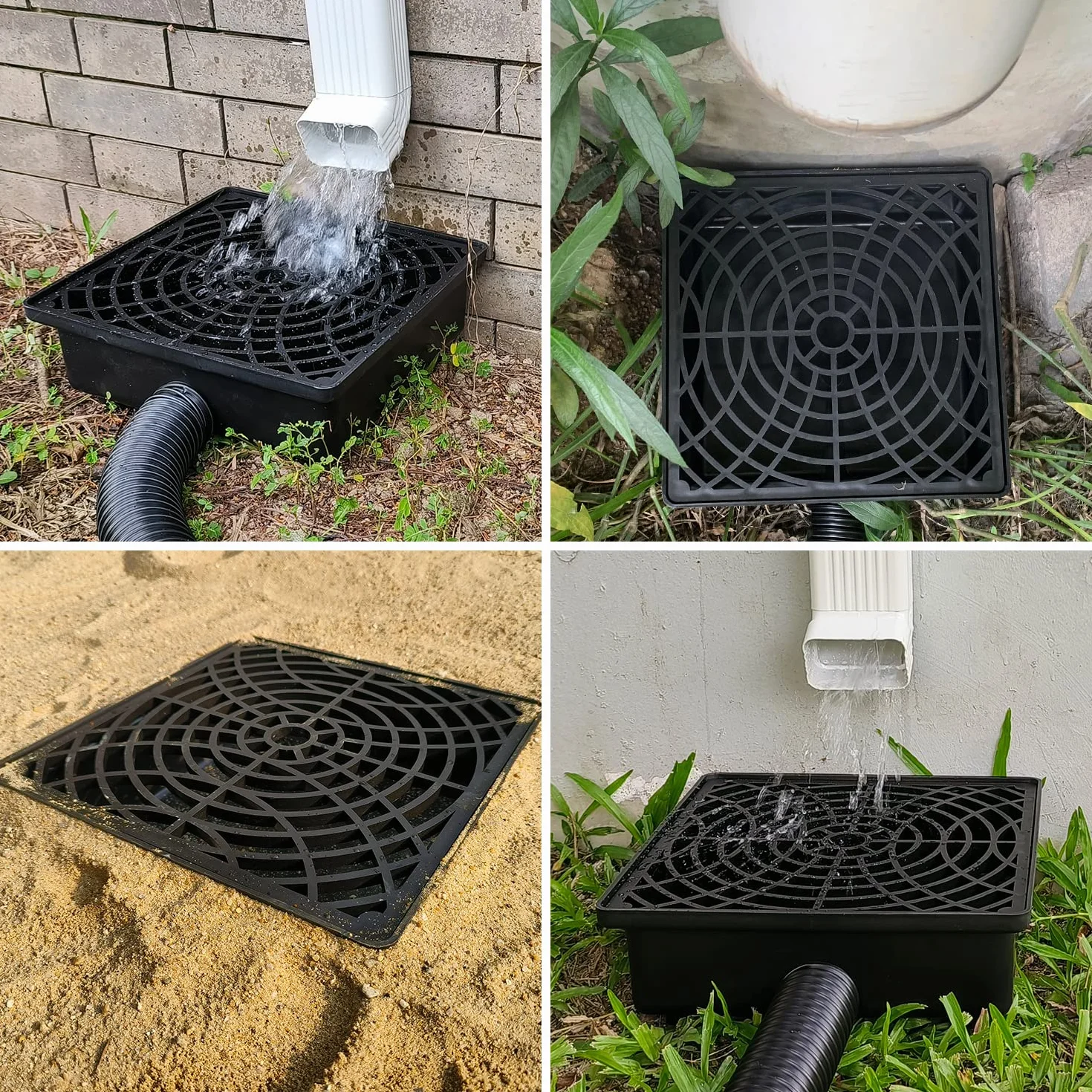 Prestantious Niskoprofilowy zestaw odpływowy do umywalki, 30 cm x 30 cm, zestaw przedłużający do umywalki z elastyczną rurą 5 m, długość rury 5 m, system odprowadzania wody deszczowej