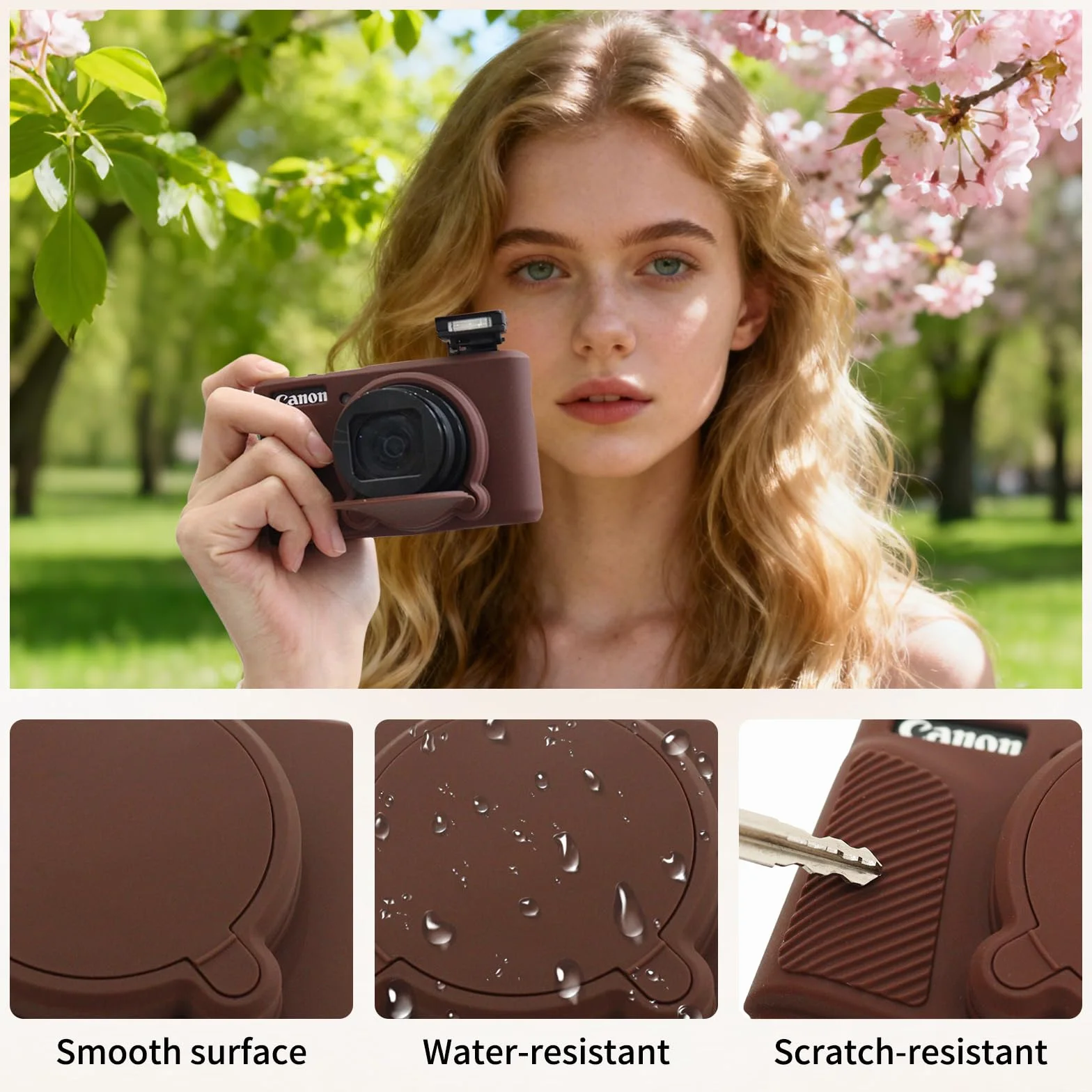 SX740 zestaw akcesoriów do etui na aparat Canon PowerShot SX730 SX740 HS silikonowe etui ochronne brązowe