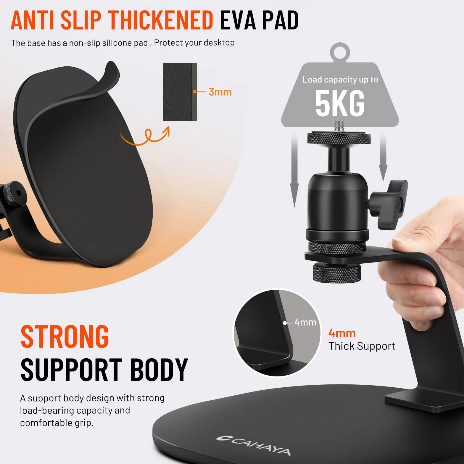 CAHAYA CY00375-1 stojak do projektora biurkowego 1/4" złącze śrubowe nośność 5 kg antypoślizgowe podwozie