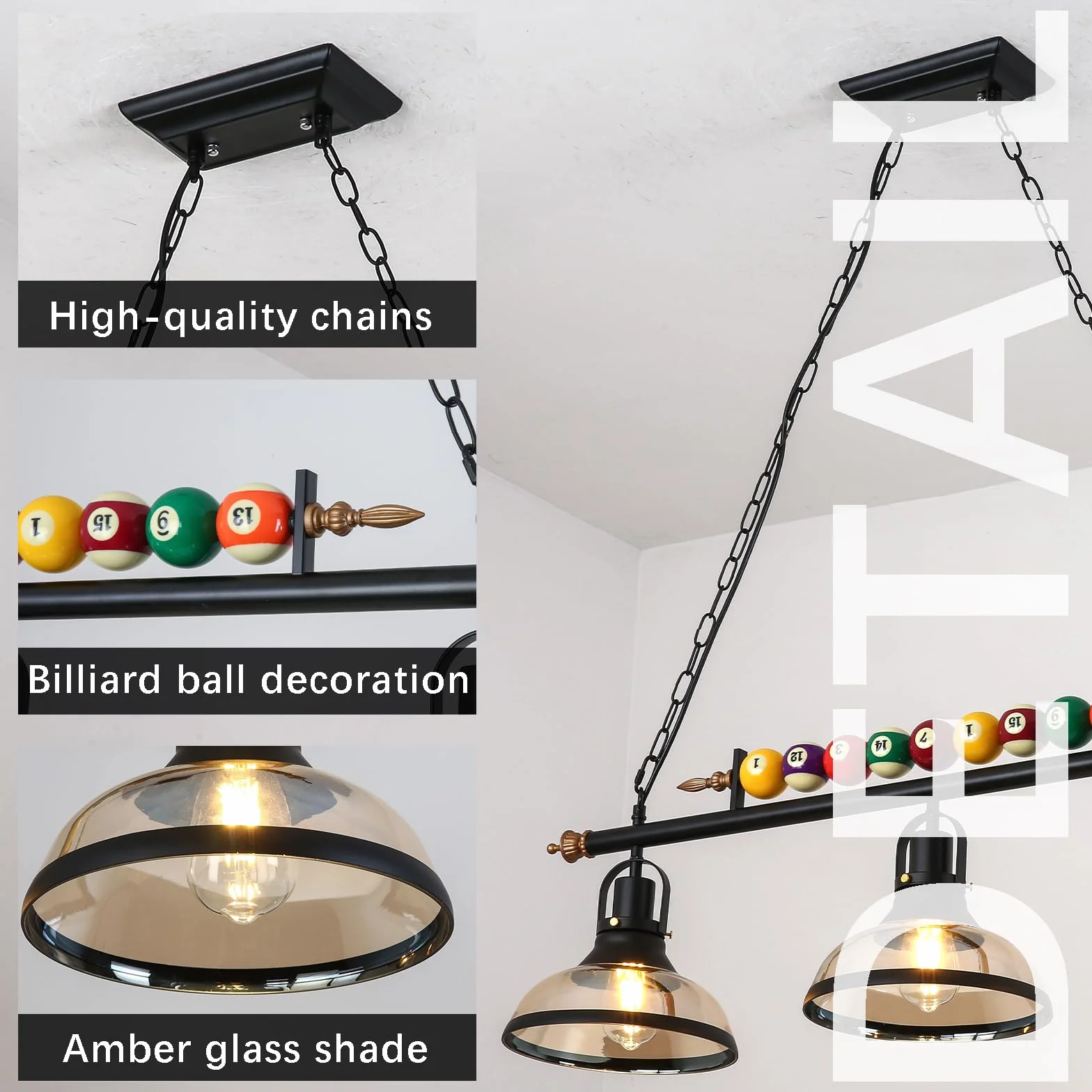 Retro industrialna lampa wisząca, czarna amerykańska kute żelazo snooker bar restauracja styl żyrandol, lampa wisząca na stół bilardowy, stół jadalny, stół wyspowy