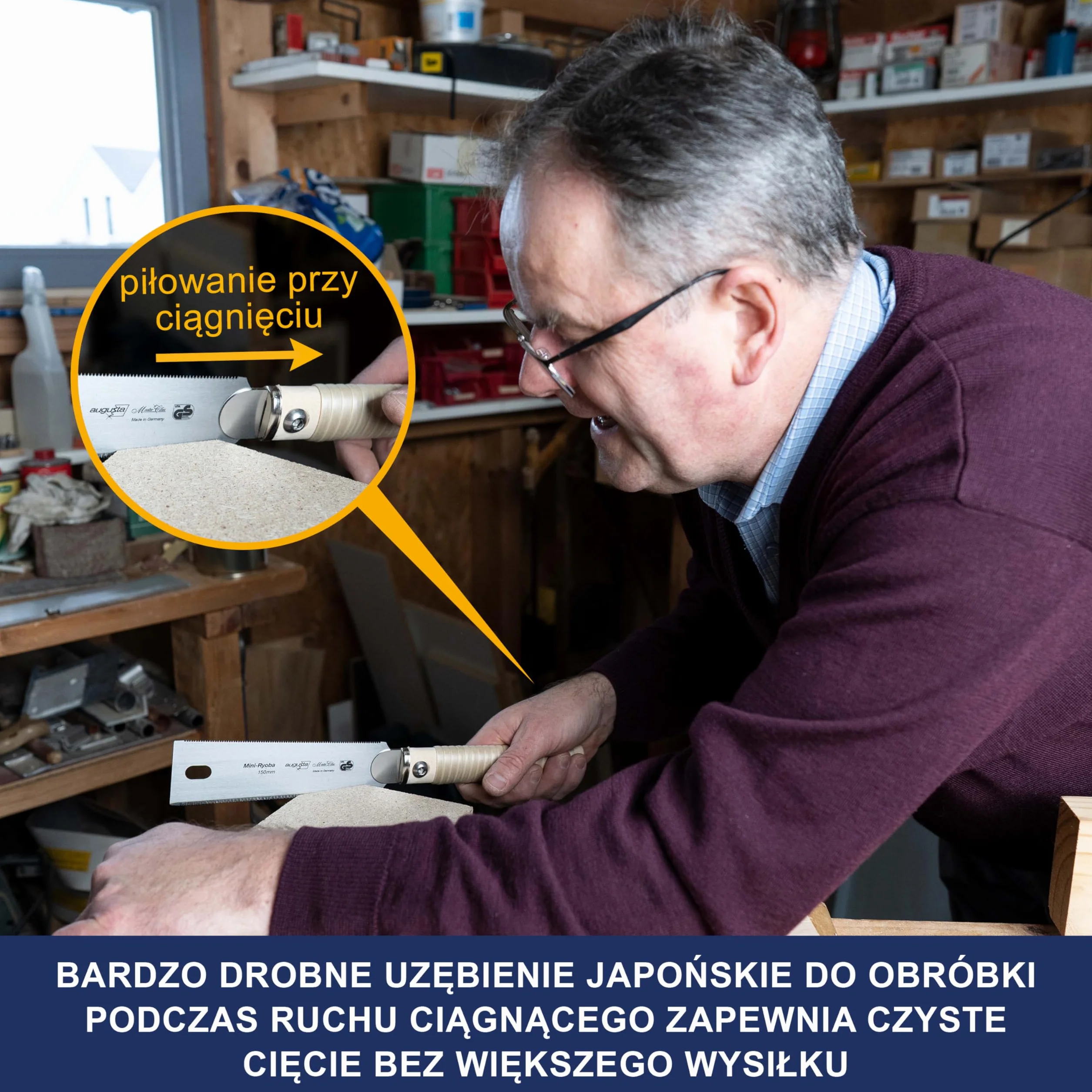 Augusta-Heckenrose Japońska piła Ryoba - tradycyjna piła z ergonomicznym 2-komponentowym uchwytem z tworzywa sztucznego - trójstronny szlif diamentowy