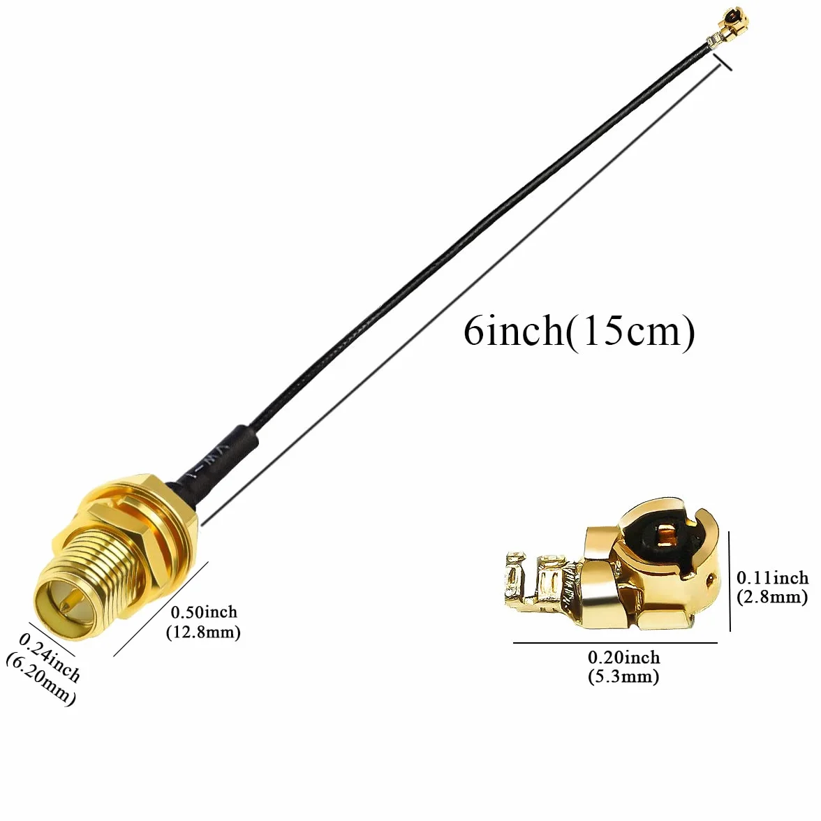 Kabel antenowy przedłużacz 15 cm RP SMA IPX 6 cali 1,13 mm kabel koncentryczny 5-pak