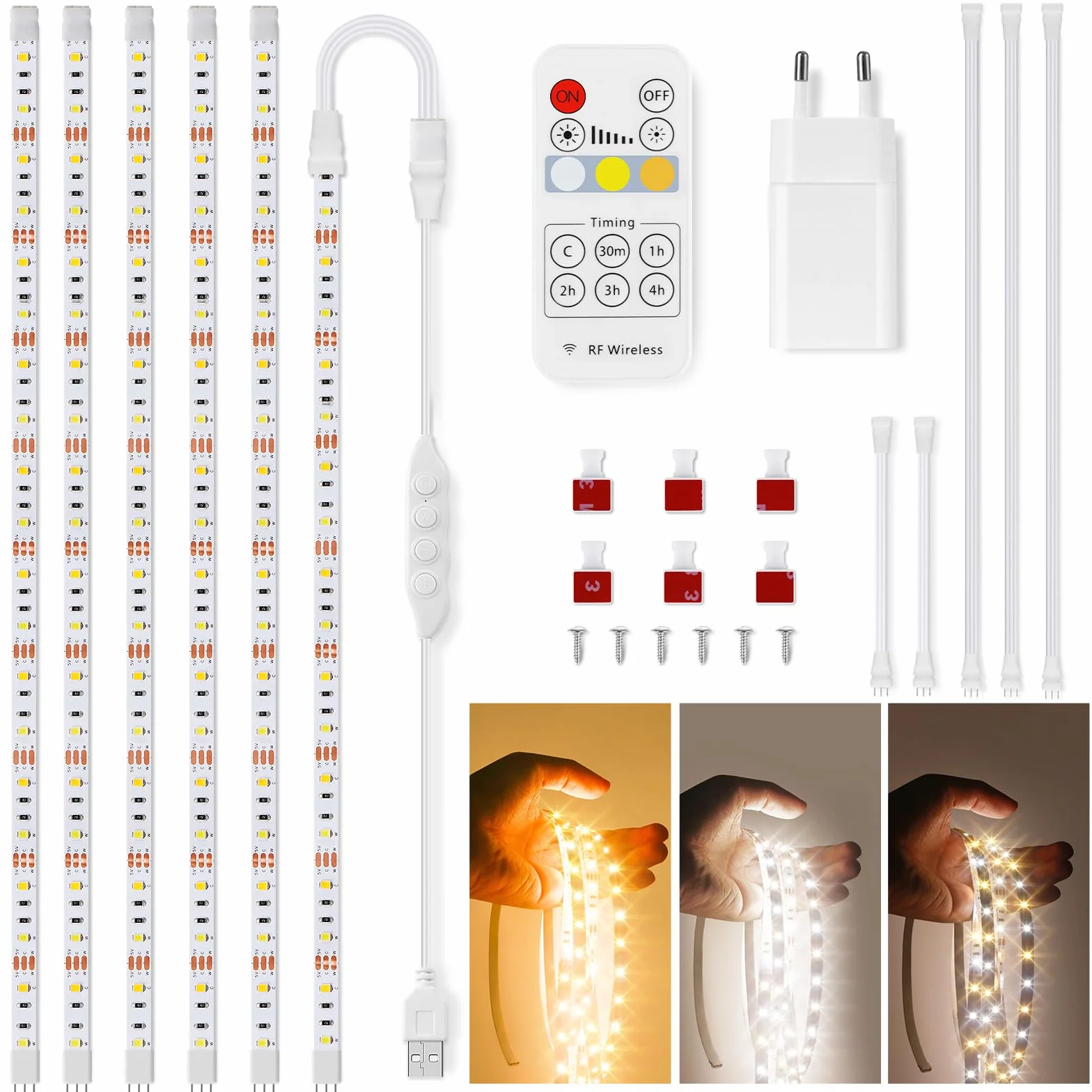 Lampa LED do zabudowy podszafkowej LED z przełącznikiem, 6 x 50 cm, do kuchni, ciepła biel, lampa podszafkowa do szafy, witryn, biurka, 3000 K-6000 K, klasa energetyczna F