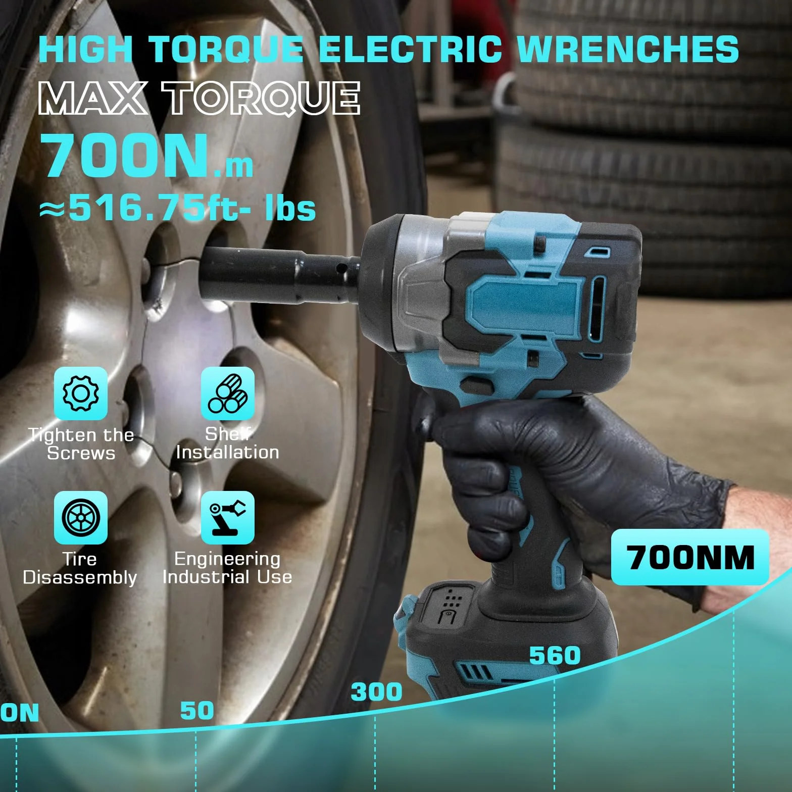 Akumulatorowa Wkrętarka Udarowa 700 Nm, 1/2 Cala, Bezszczotkowa, Kompatybilna z Makita 18 V, Elektryczna, Klucz do Wymiany Opon Samochodowych, z 44 Akcesoriami