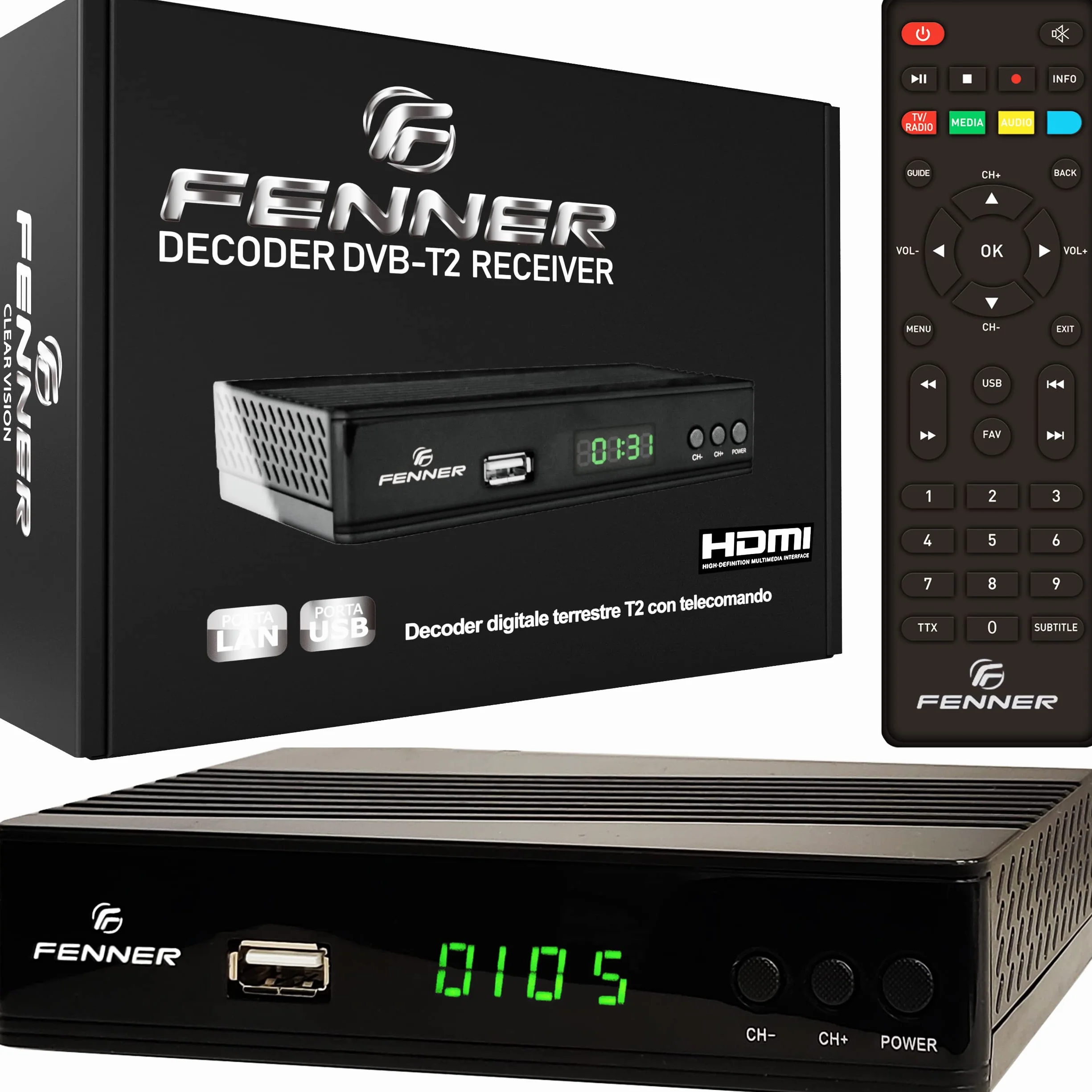Fenner Tech Decoder FN-GX2 HD DVB-T2/HEVC USB 2.0