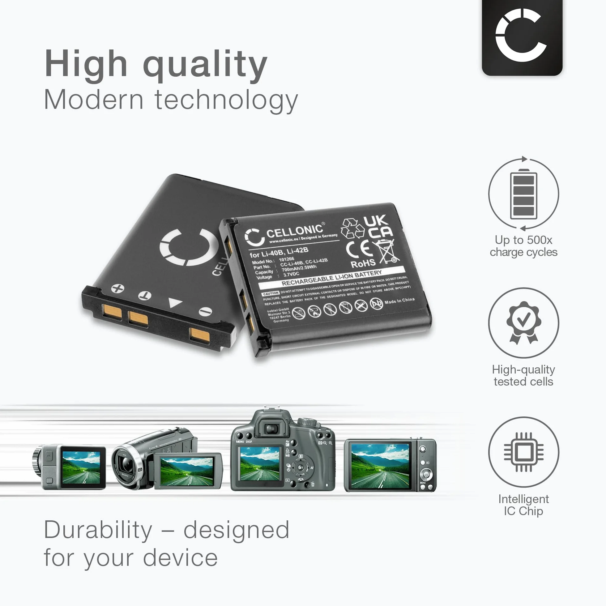 CELLONIC 2 x akumulator kompatybilny z Nikon Coolpix S3000 S3400 S200 S202 S203 S205 S210 S220 S225 S230 S4000 S500 S5100 S520 S570 S60 S600 0 S70 0 S70 S80 EN-EL10 700 mAh + ładowarka MH-63 akumulator zapasowy