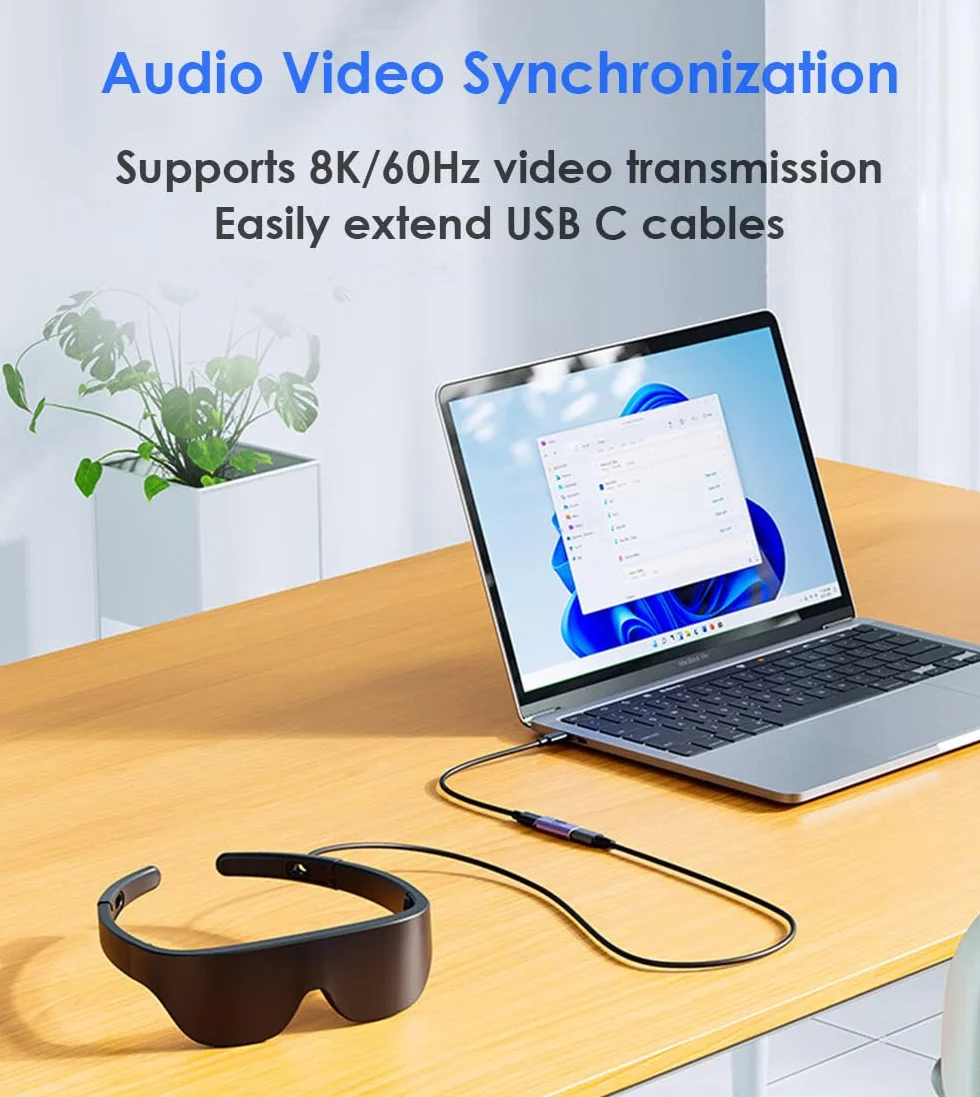 Adapter USB C do gniazda, przedłużacz USB typu C, 40 Gbit/s, 100 W, 8K/60 Hz, Thunderbolt 4/3