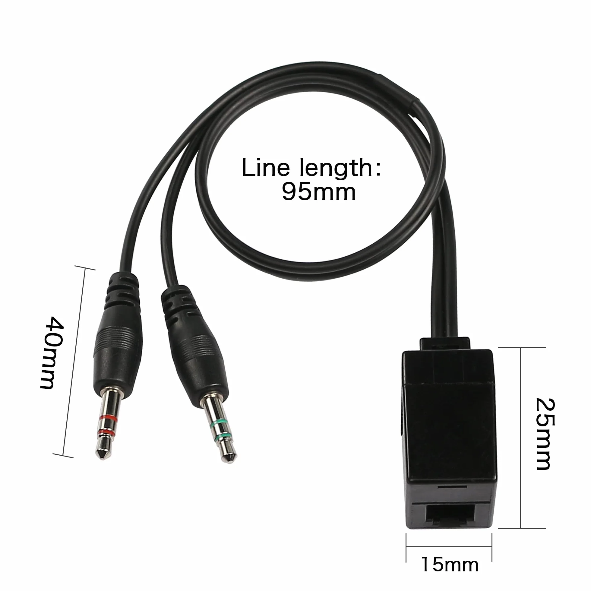 QIANRENON RJ9 4P4C na 3,5 mm kabel adaptera telefonicznego żeński na podwójny męski stereo