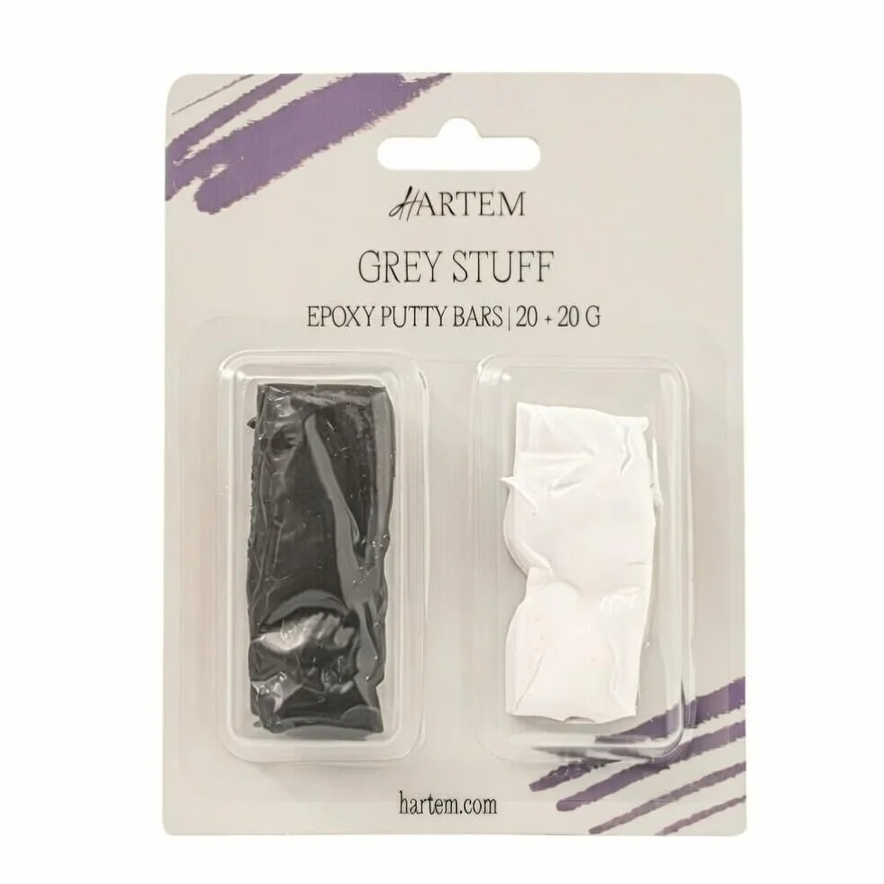 Hartem - Grey Stuff | Dwuskładnikowy kit epoksydowy do modelowania | Pasta epoksydowa do modelowania, naprawy i przywracania figur | 20 + 20 G | Długotrwała