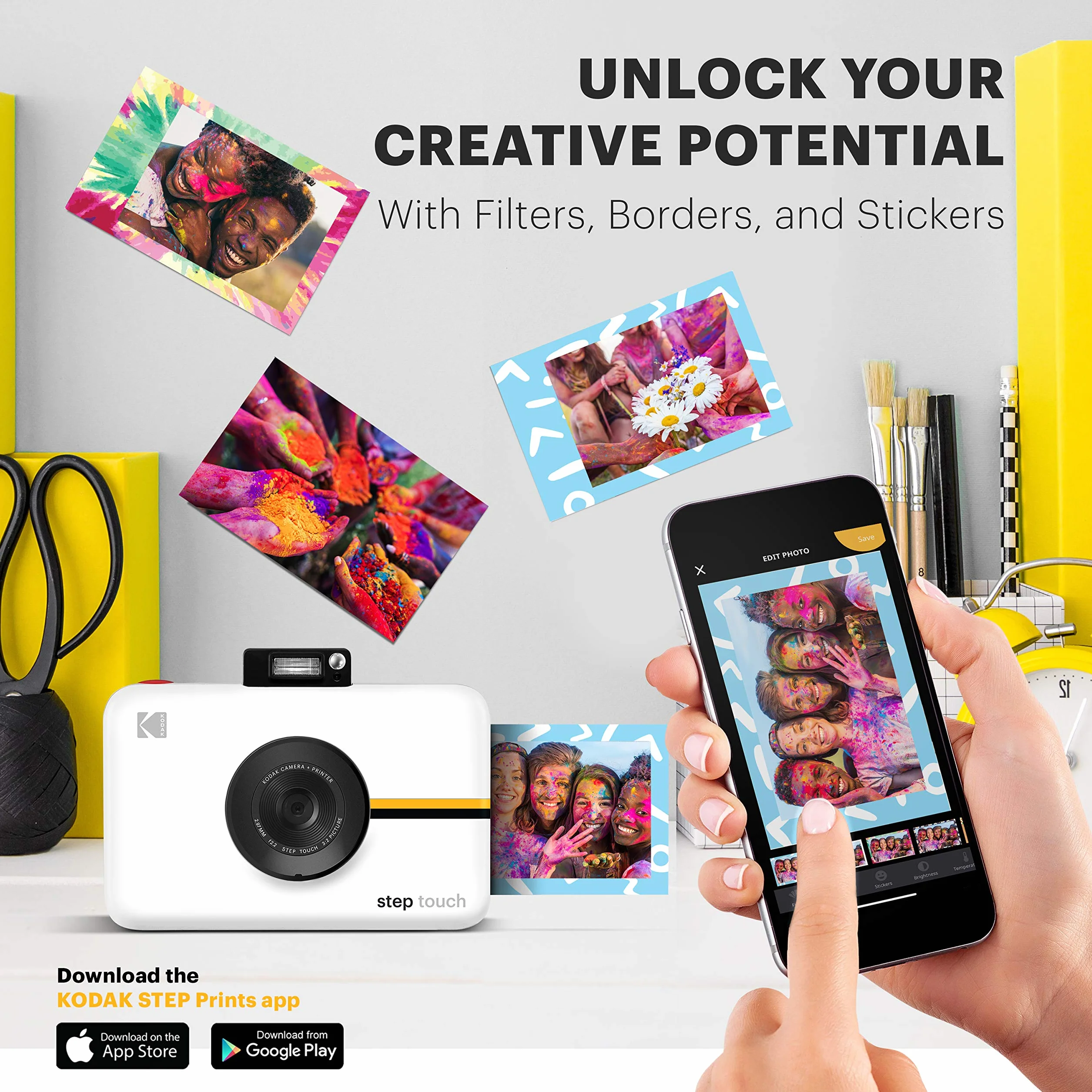 KODAK Step Touch Aparat błyskawiczny 3,5-calowy ekran dotykowy LCD czarny Bluetooth ZINK wideo HD 1080p