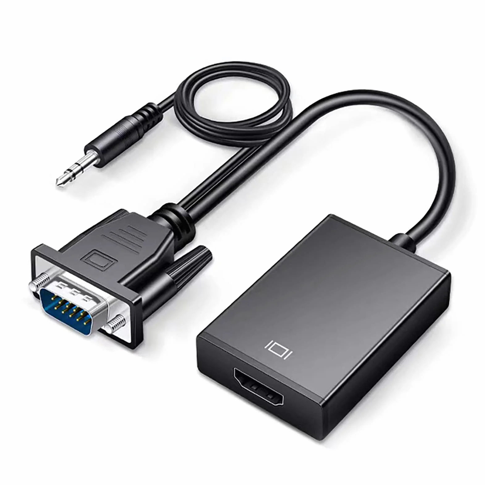 Konwerter VGA na HDMI 1080p Full HD, Adapter VGA USB z Kablem Dźwiękowym 3,5 mm do Monitora PC TV