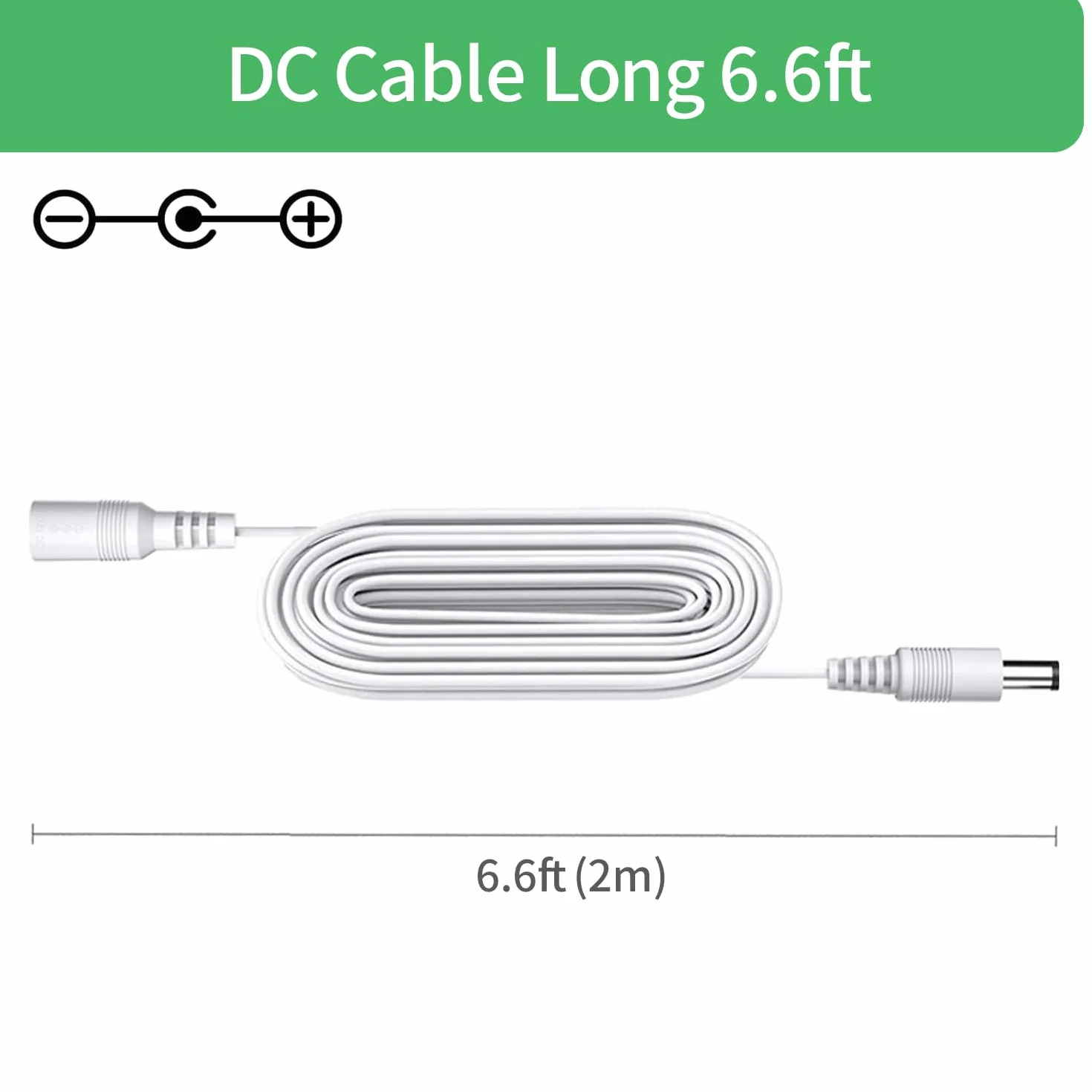 Przedłużacz DC 2 m 5,5 mm x 2,1 mm 5-24 V biały