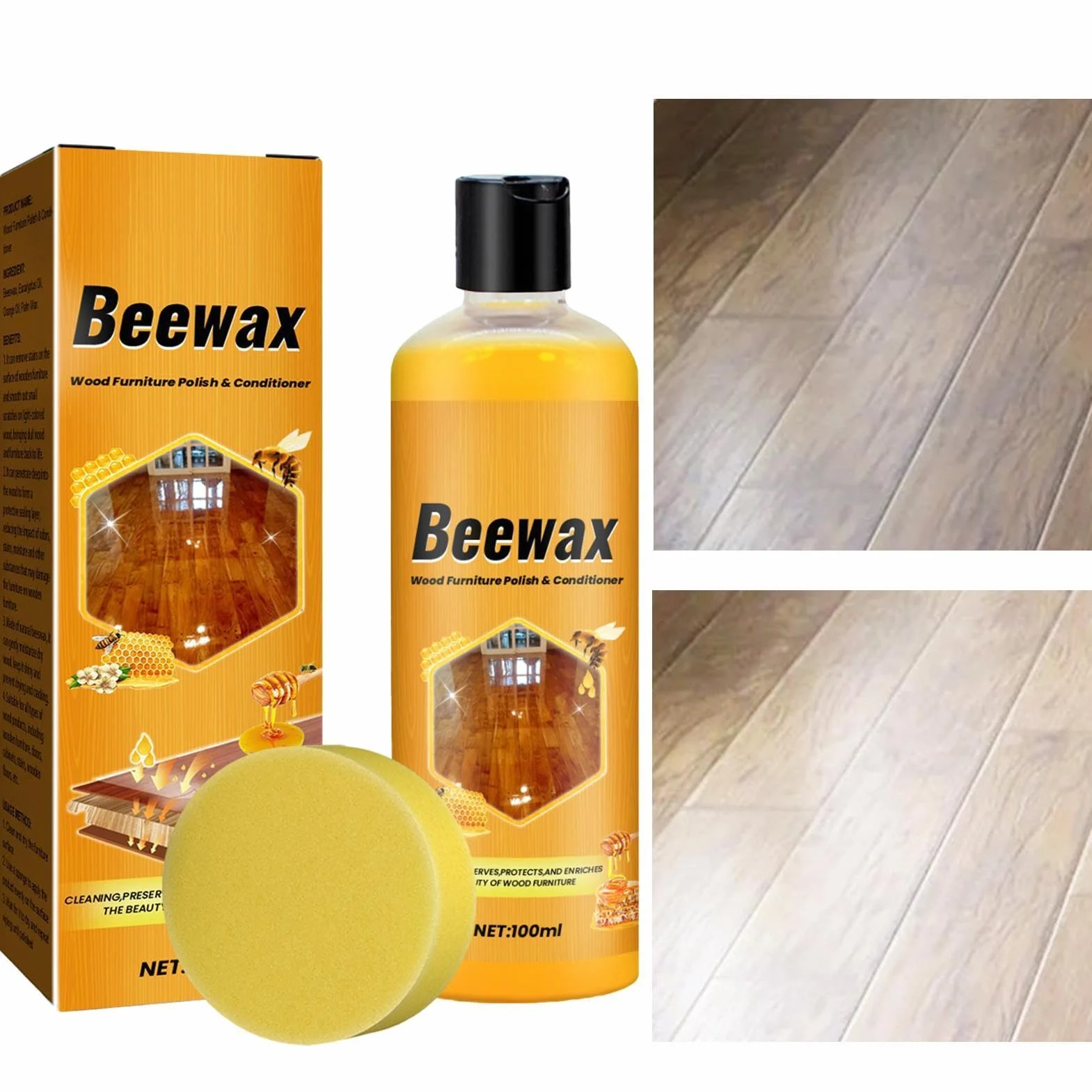 Bee’s Wax Furniture Agent, 100ml Natural Beeswax Wood, Shine and Protect Tables, Baseboards, Cabinets, Long-Lasting Fingerprint Remover