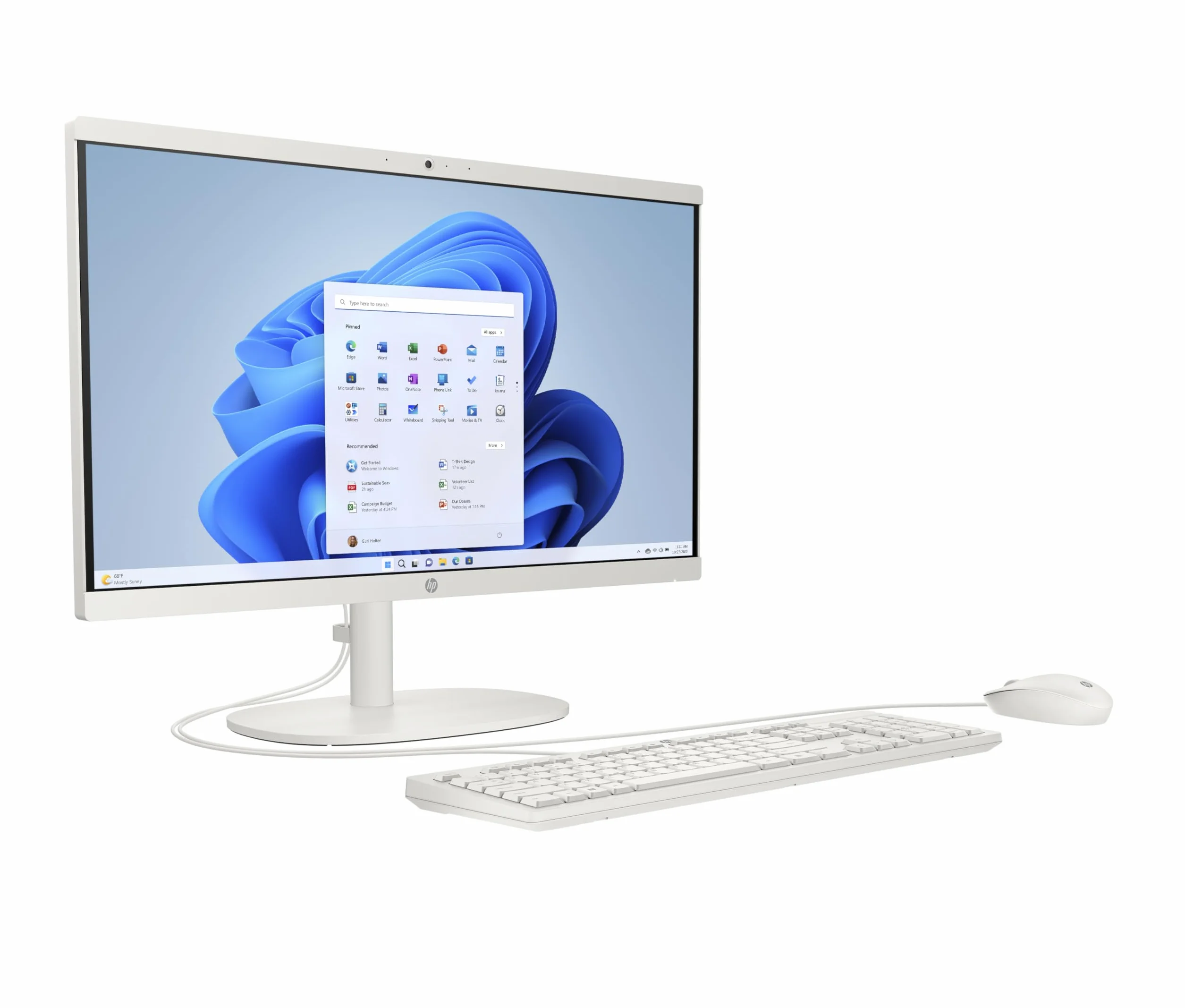 HP All-in-One 22-dg0014ns - Komputer 21,5" (Intel N100, 8GB RAM, 256 GB SSD, Intel UHD Graphics, Windows) - White - klawiatura QWERTY Hiszpański