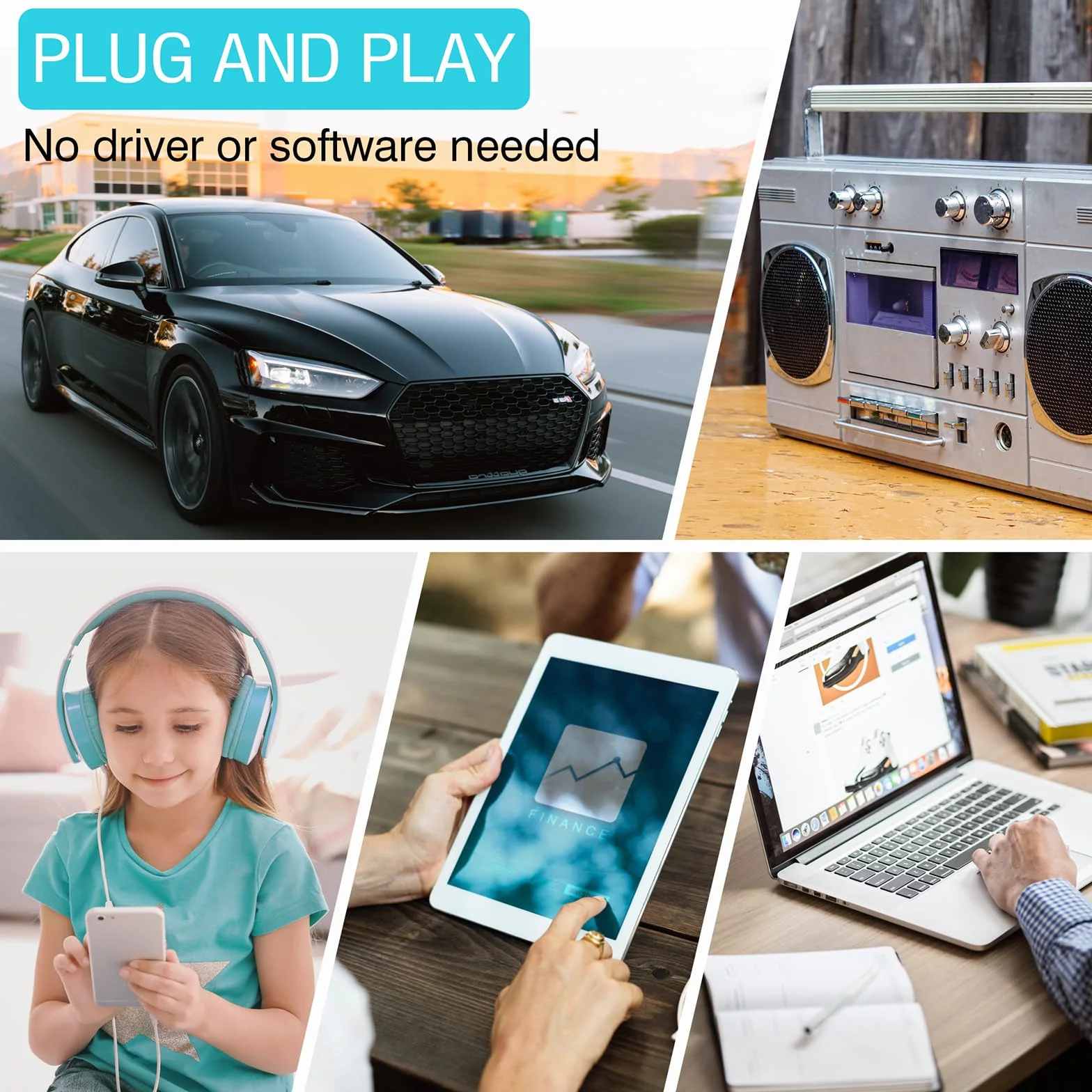 Adapter kasetowy aux samochodowy Bluetooth 5.0 audio z kasety na AUX z mikrofonem/przyciskiem sterowania zdalnego