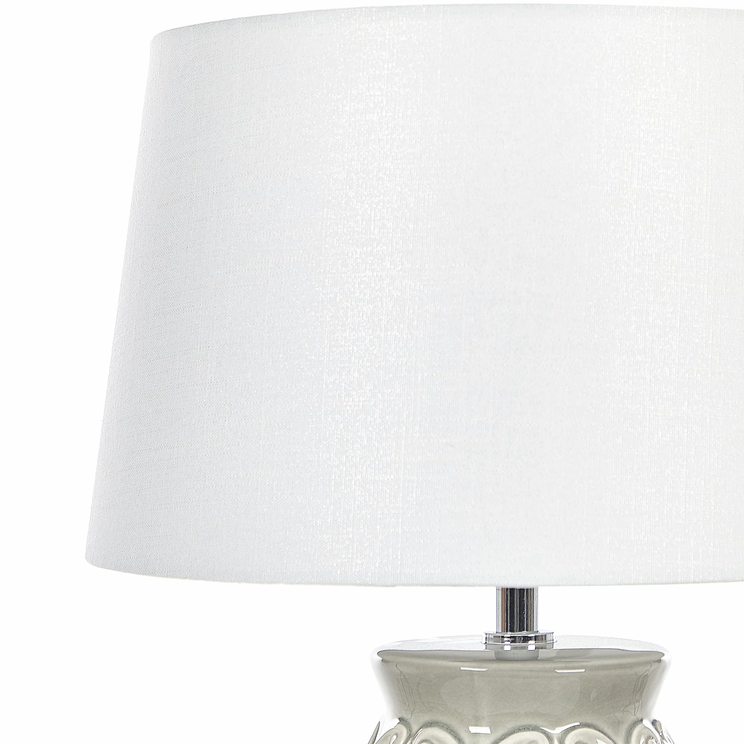 Elegancka lampa stołowa nocna ceramiczna szara z białym abażurem Khoper
