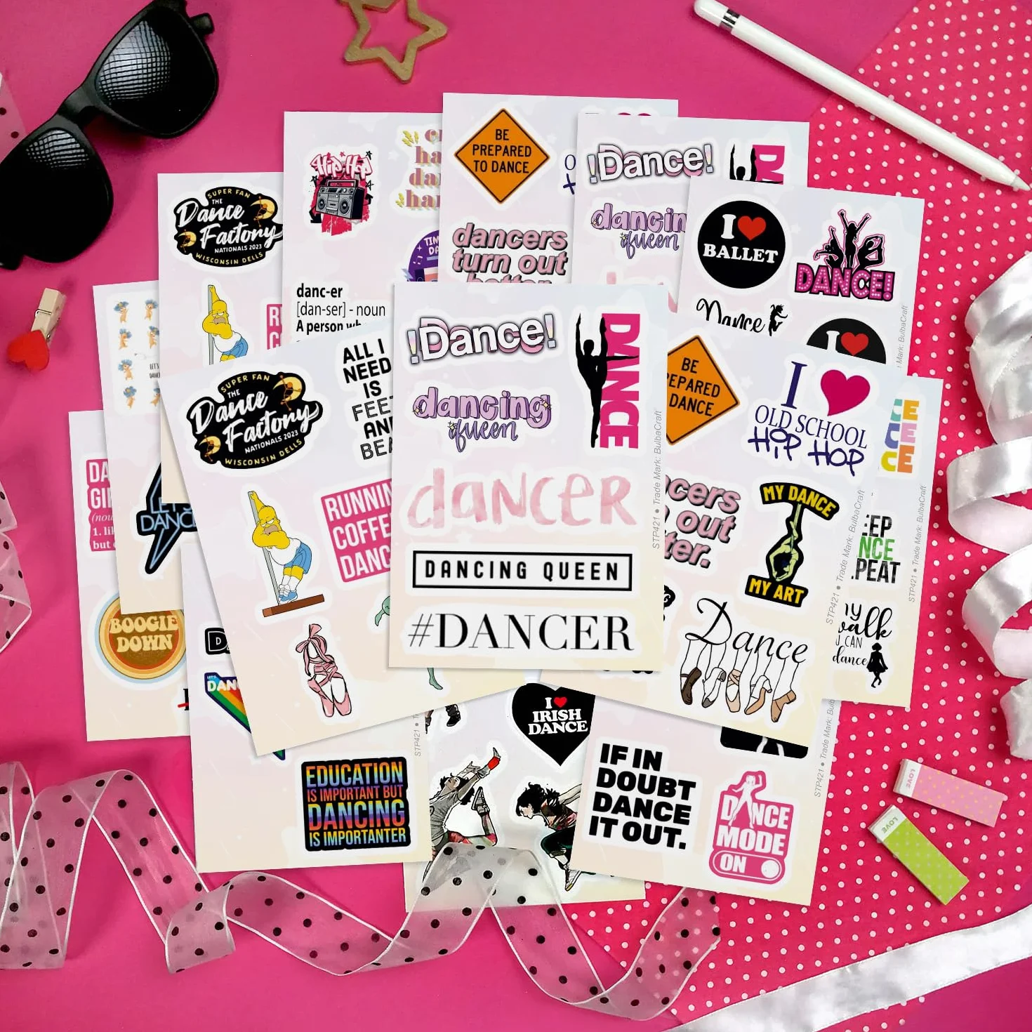 Naklejki Taniec na Butelki z Wodą, Naklejki do Scrapbookingu, Naklejki na Laptopa, Prezenty dla Tancerek i Nauczycieli Tańca - Dance Stickers