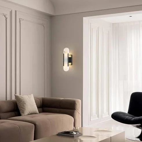 Kinkiety do sypialni Elegancki biały marmur Alabaster Unikalny kinkiet Łazienka Przemysłowa szafka łazienkowa Sypialnia Salon dla Corrid