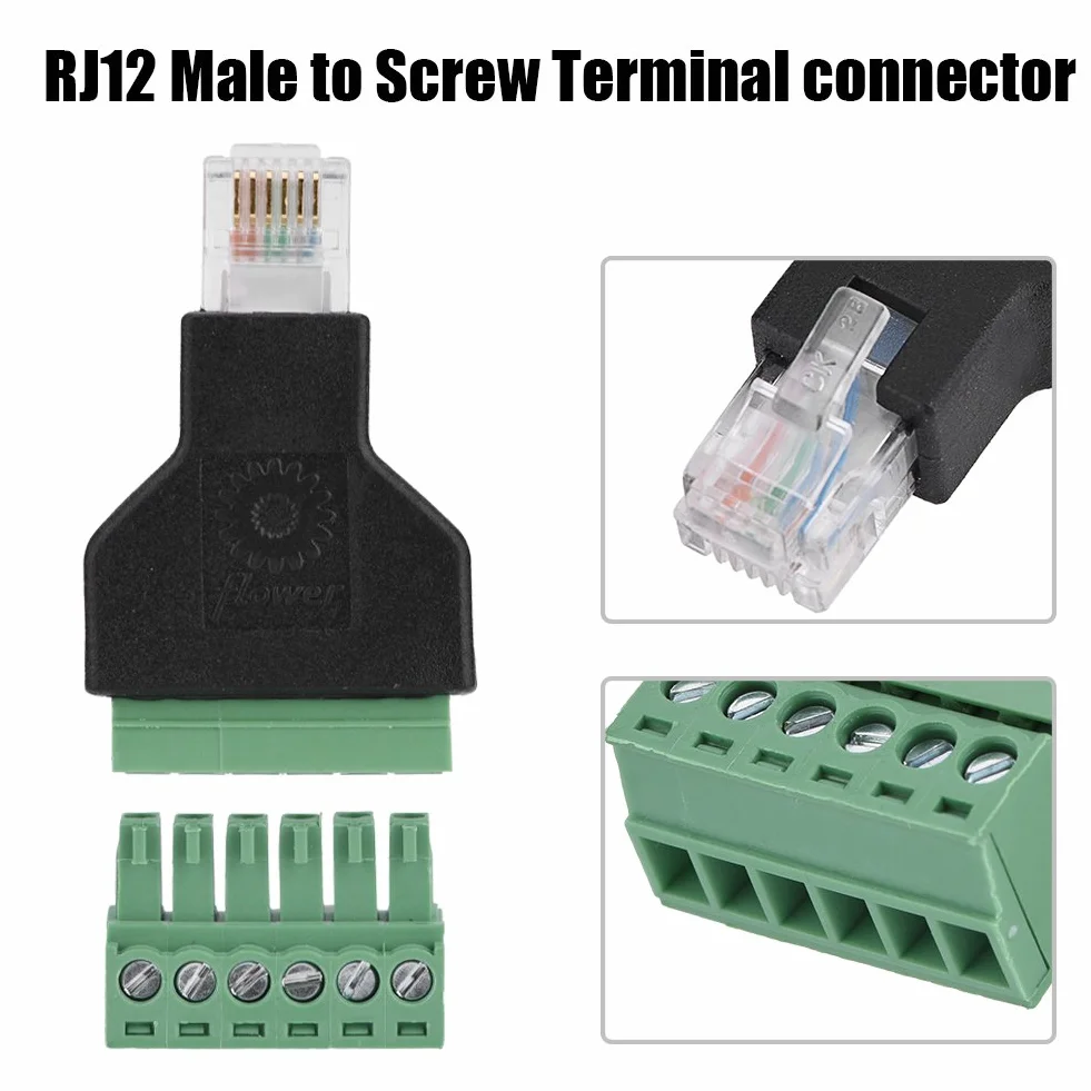 Wtyczka 6P6C RJ12 z ekranowanym adapterem do CCTV 6-biegunowa