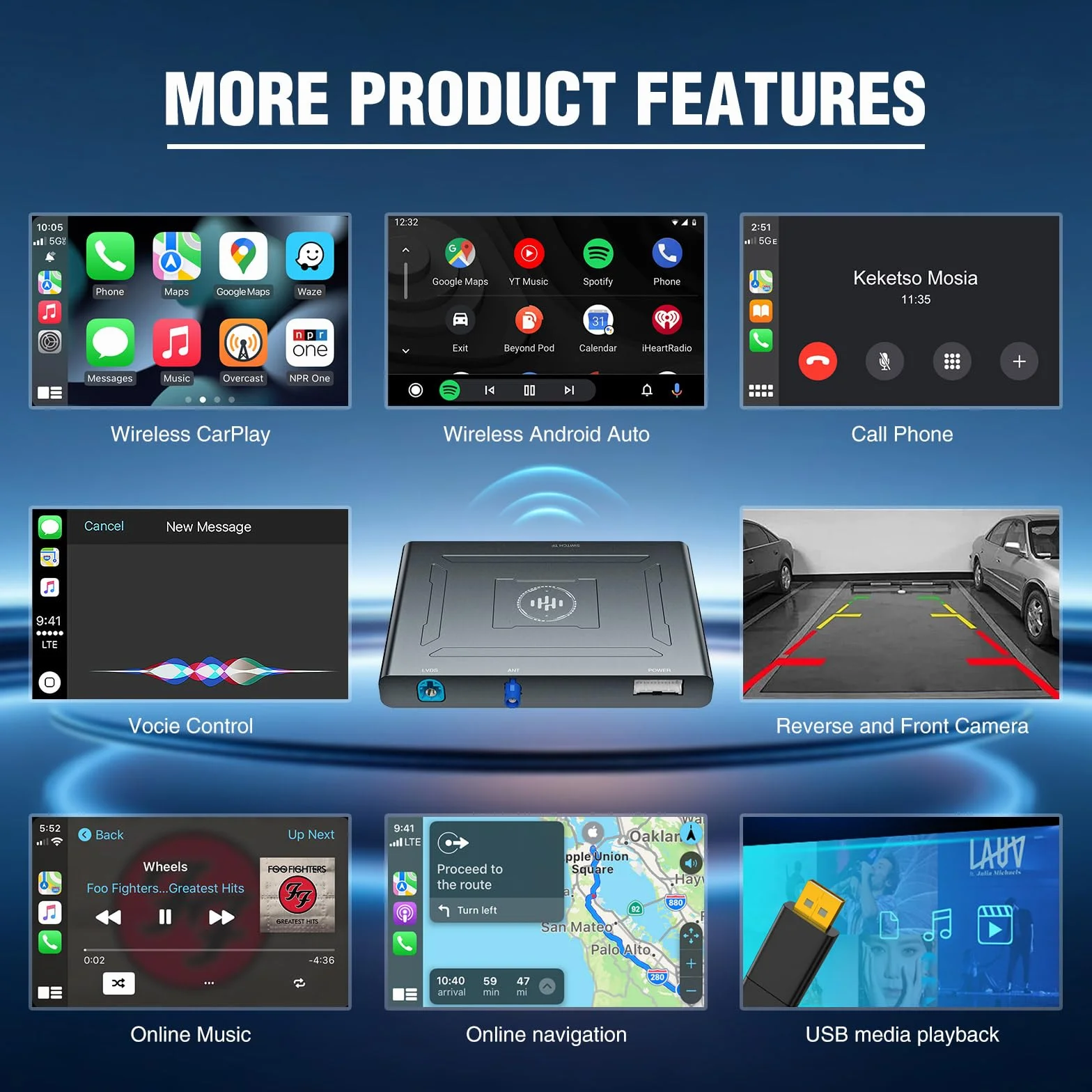 ANDREAM bezprzewodowy zestaw CarPlay Android Auto AirPlay Mirror Link do Opel 2008-2016