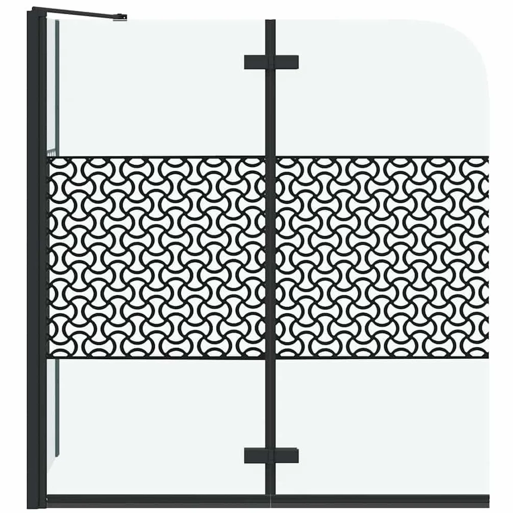 Kabina prysznicowa czarna ze szkła bezpiecznego i aluminium, 120 x 67 x 129 cm, składana ścianka prysznicowa z funkcją obracania, zabezpieczona przed pryskającą wodą kabina prysznicowa do wanny