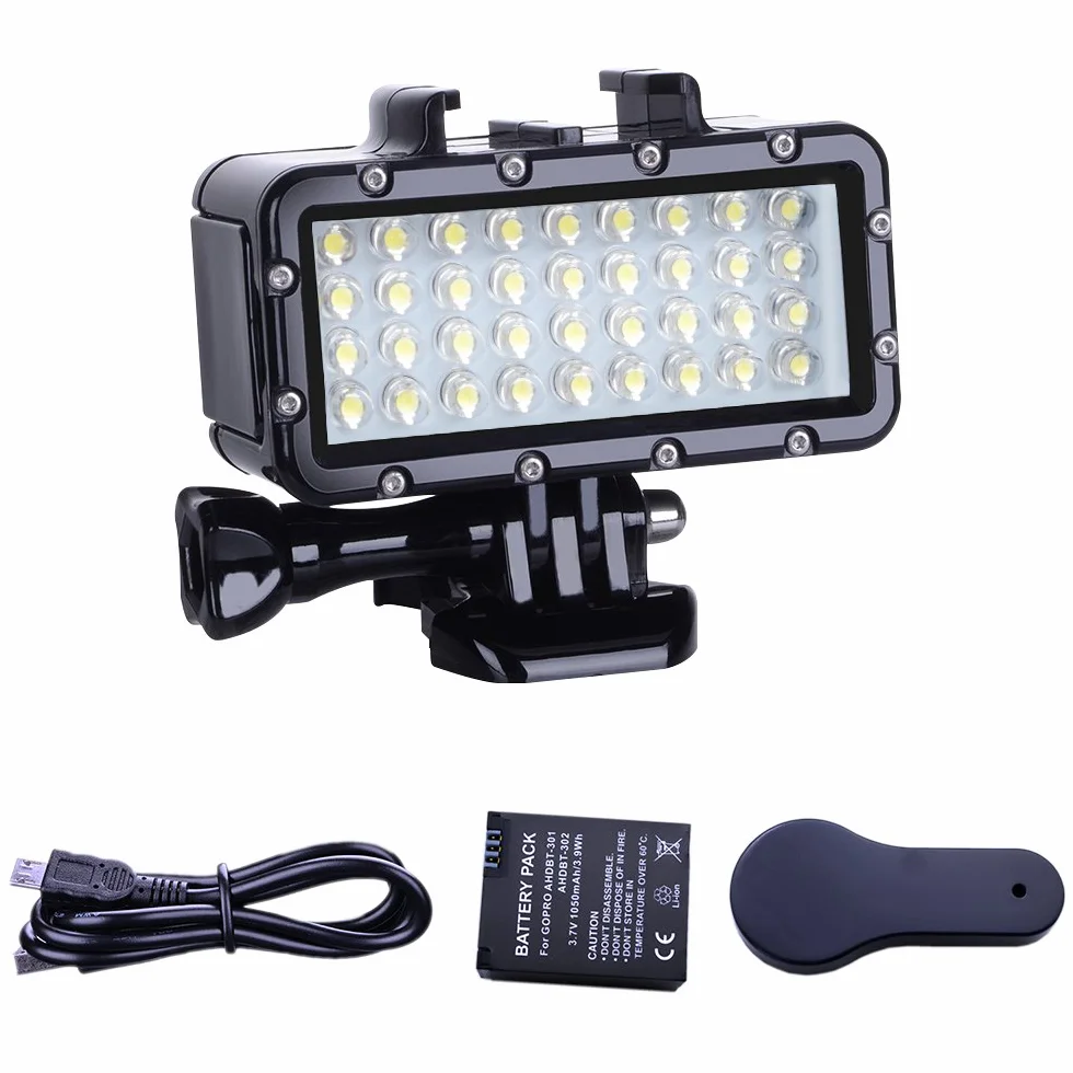 Suptig Lampa do nurkowania LED 45m wodoodporna ściemniana do GoPro Hero 13/12/11/10/9/8/7/6/5/5S/4/3+