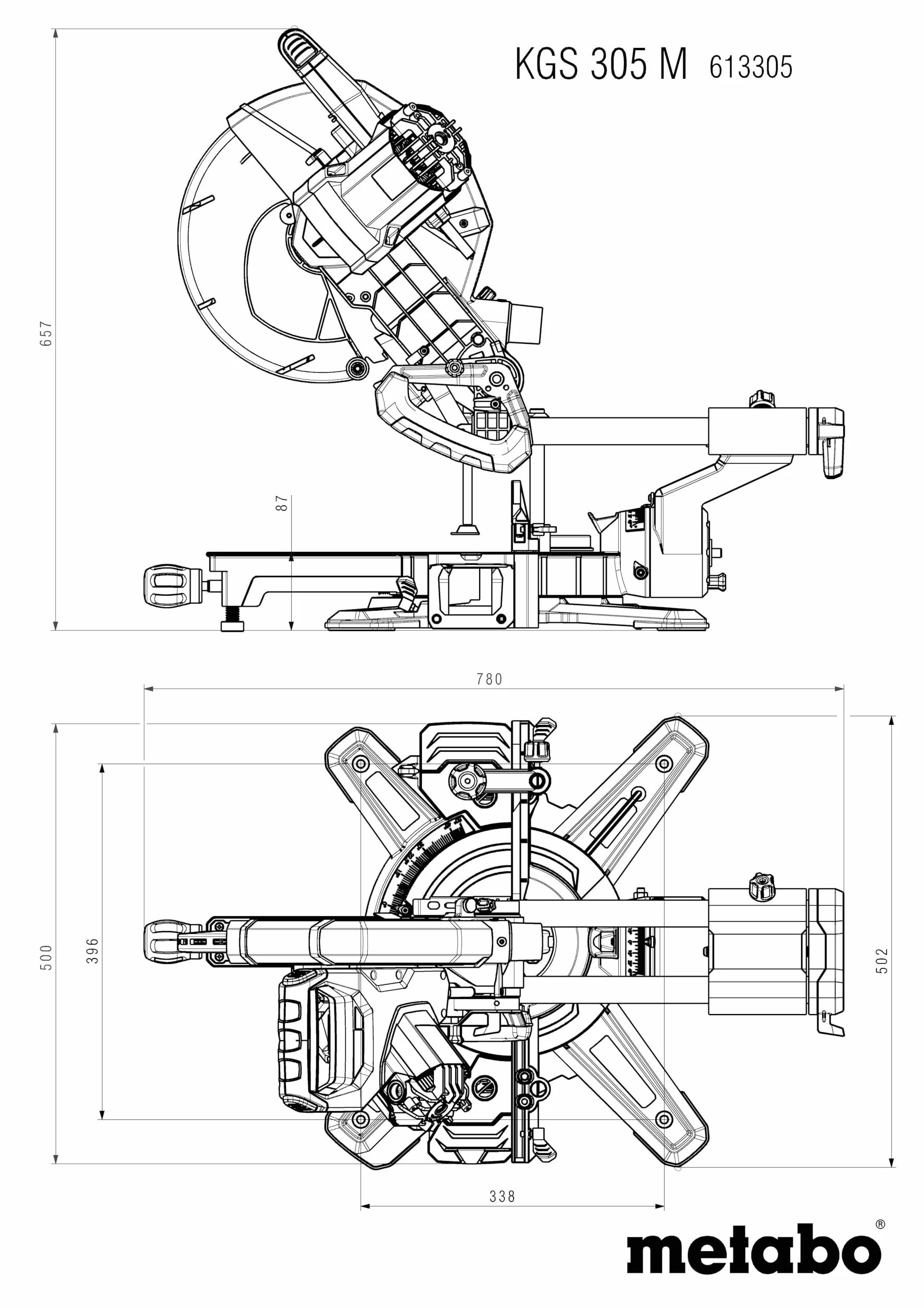 Metabo KGS 305 M – 613305900 – z Precision Cut Line, 305 mm 2. Brzeszczot z twardego metalu i funkcja ciągnięcia – długość kabla 2 m
