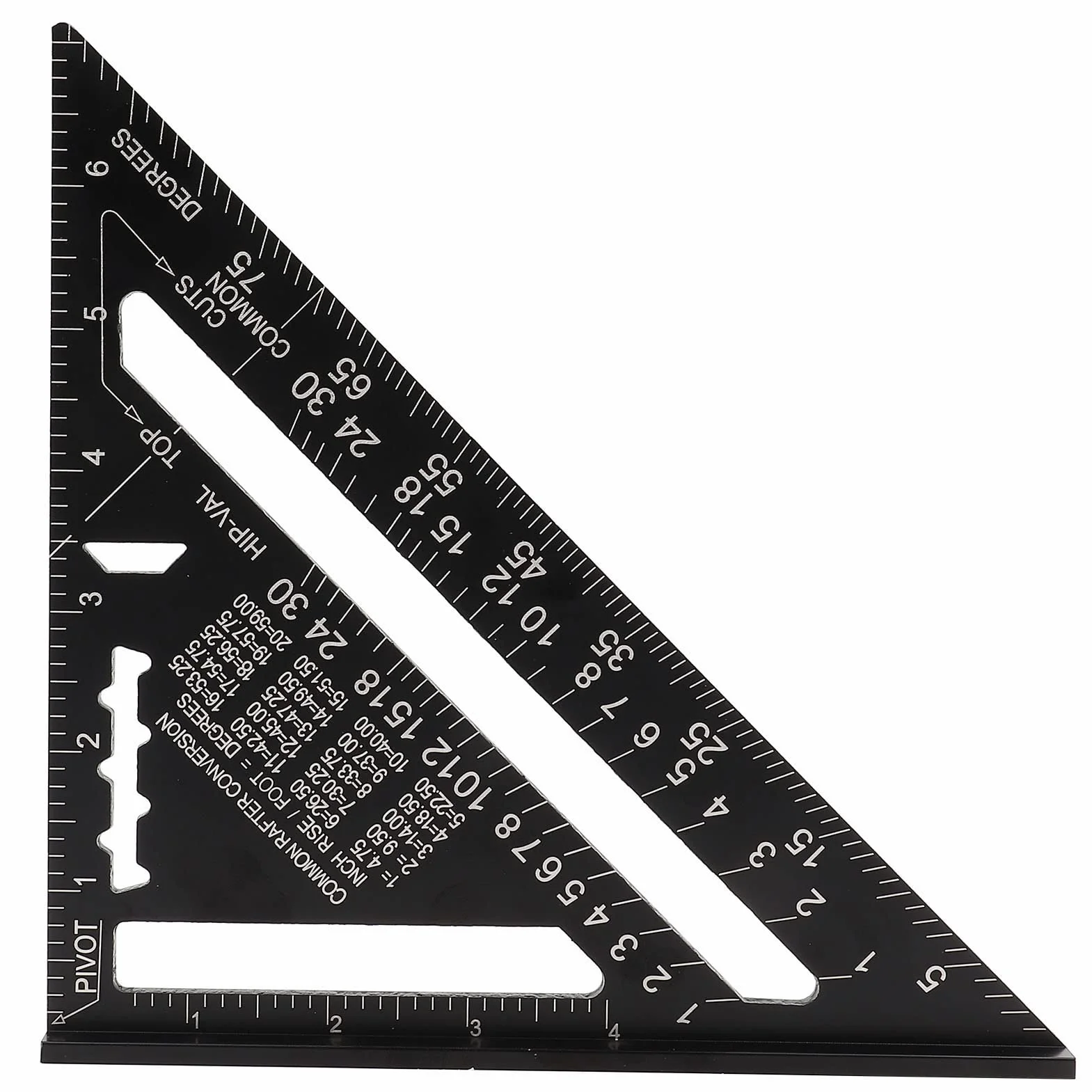 7-calowy metryczny/imperialny kwadratowy aluminiowy instrument linijka trójkątna kątomierz z czarnym wykończeniem Oxi dla stolarzy