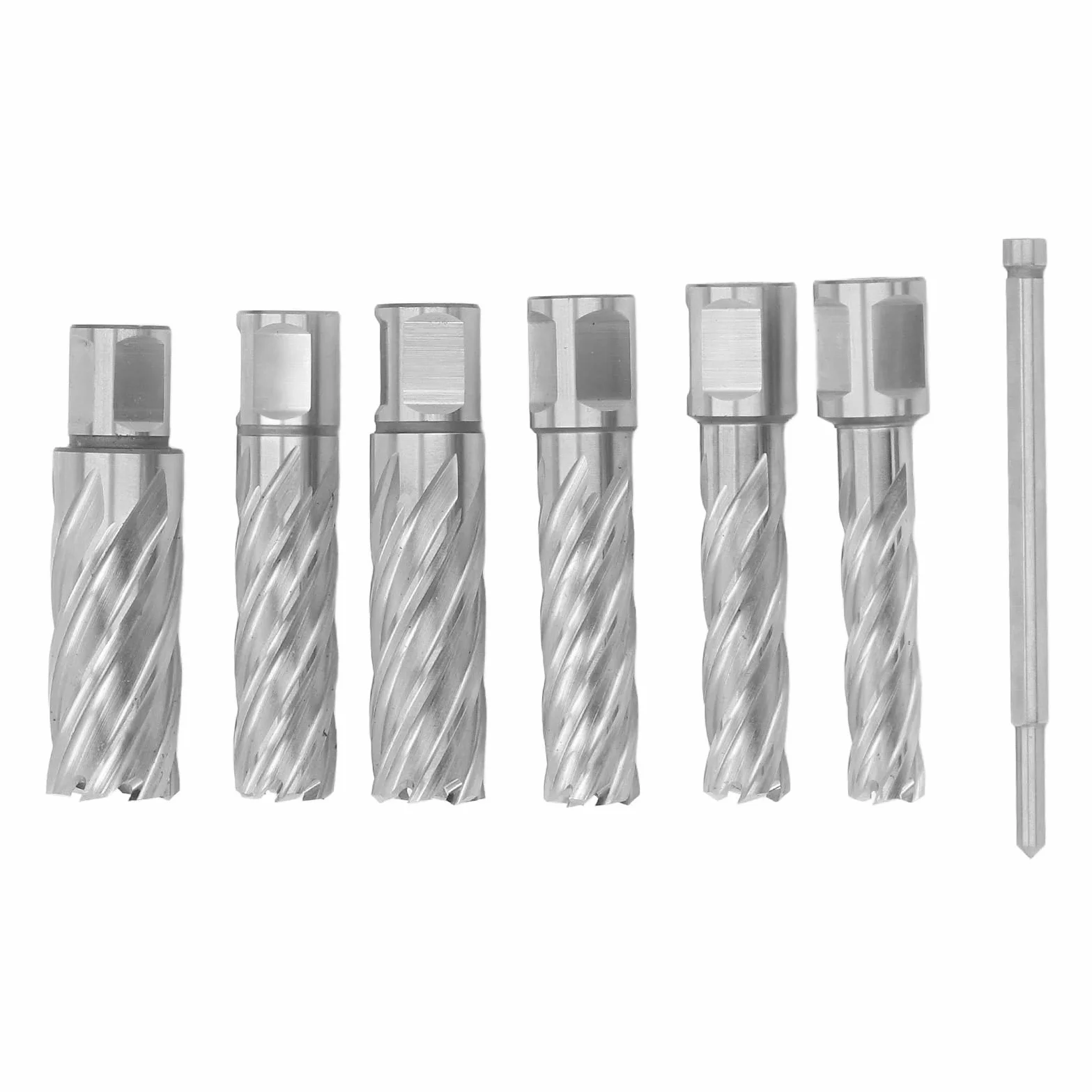 7 szt. Zestaw Frezów Pierścieniowych 3 Ostrza Spiral Flute Mag Zestaw wierteł Zestaw wierteł Rdzeniowych ze Stali Węglikowej do Metalu Wiertarka Magnetyczna 0,51 Cala - 0,98 Cala