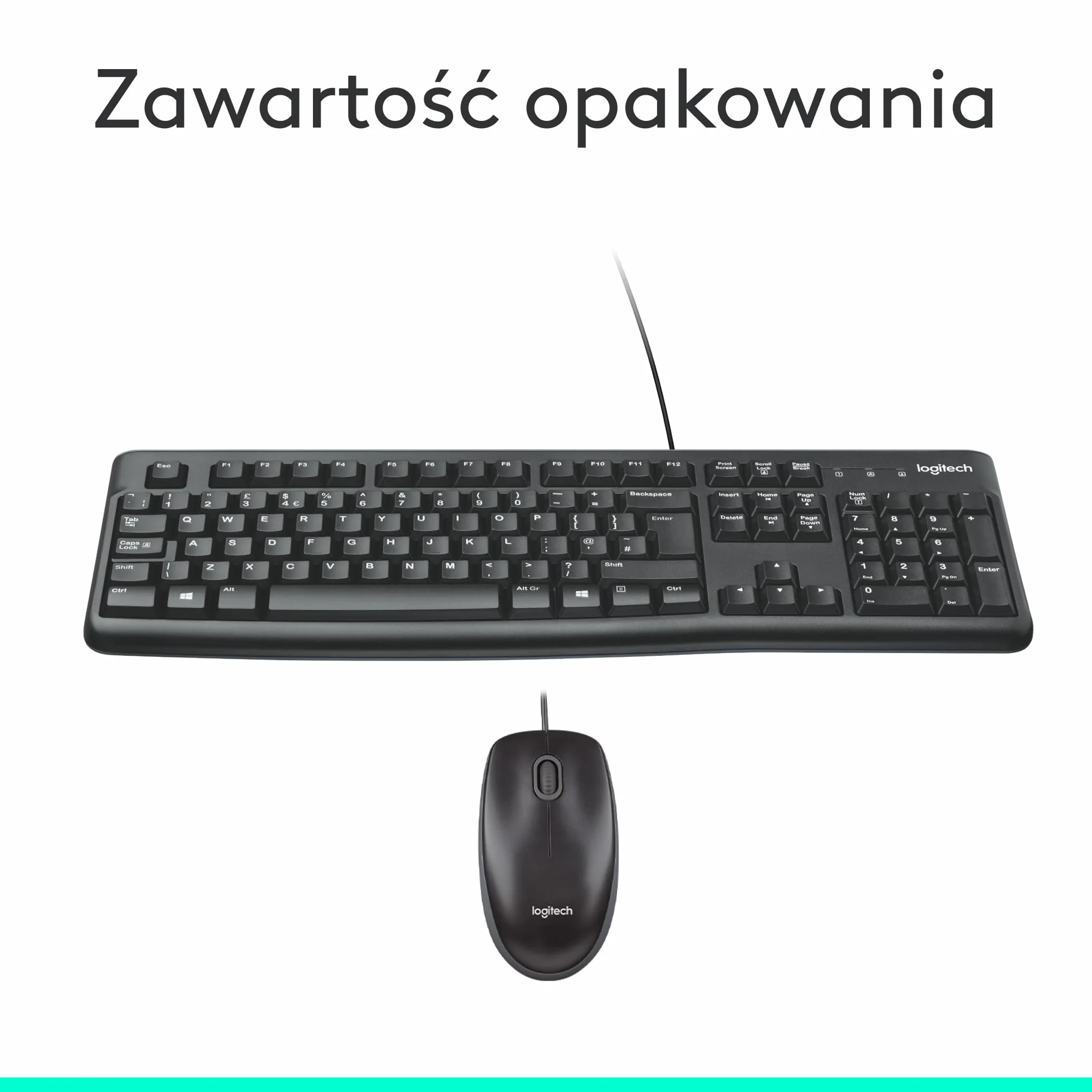 Logitech MK120 Przewodowa Klawiatura i Mysz Combo, Optyczna Mysz, Pełnowymiarowa Klawiatura, USB Plug-and-Play, Czarny