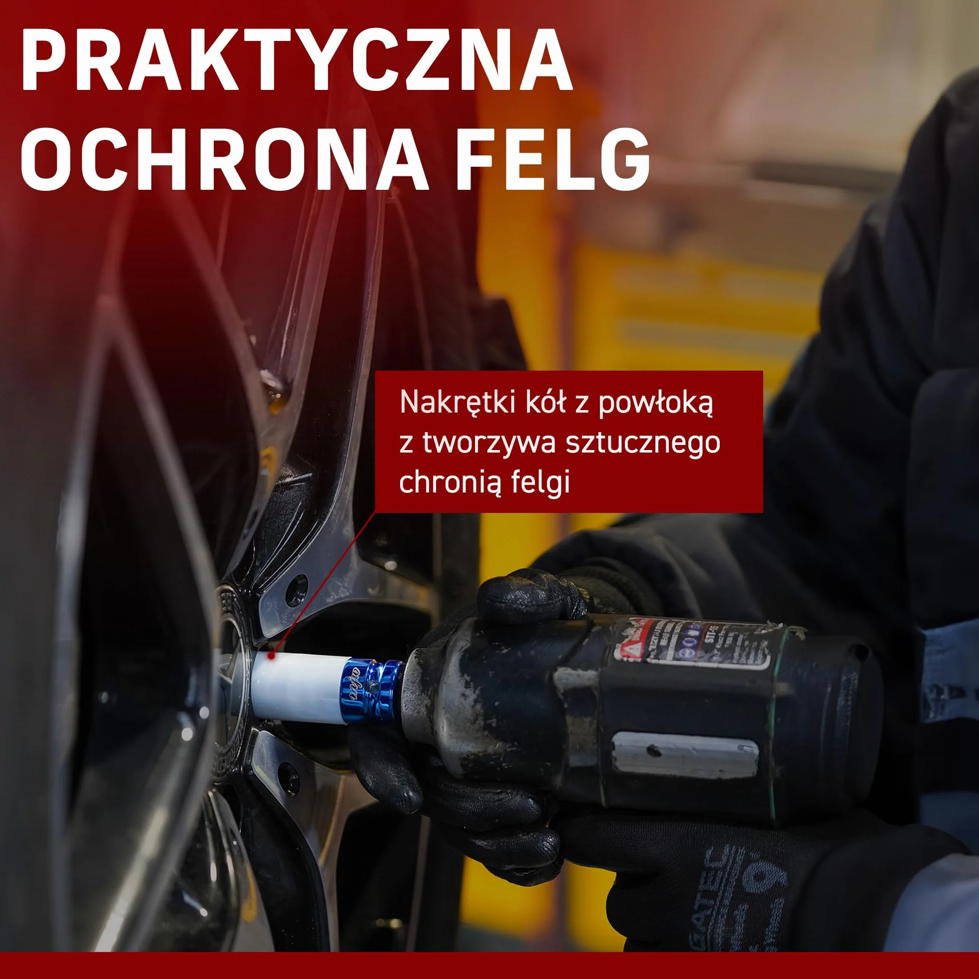 MJW Zestaw nasadek 1/2" 6-kąt z tuleją zabezpieczającą długie nasadki udarowe 1/2" 6-kąt długie 17 | 19 | 21 Stal Cr-Mo Mocny komplet nasadek rozmiary metryczne