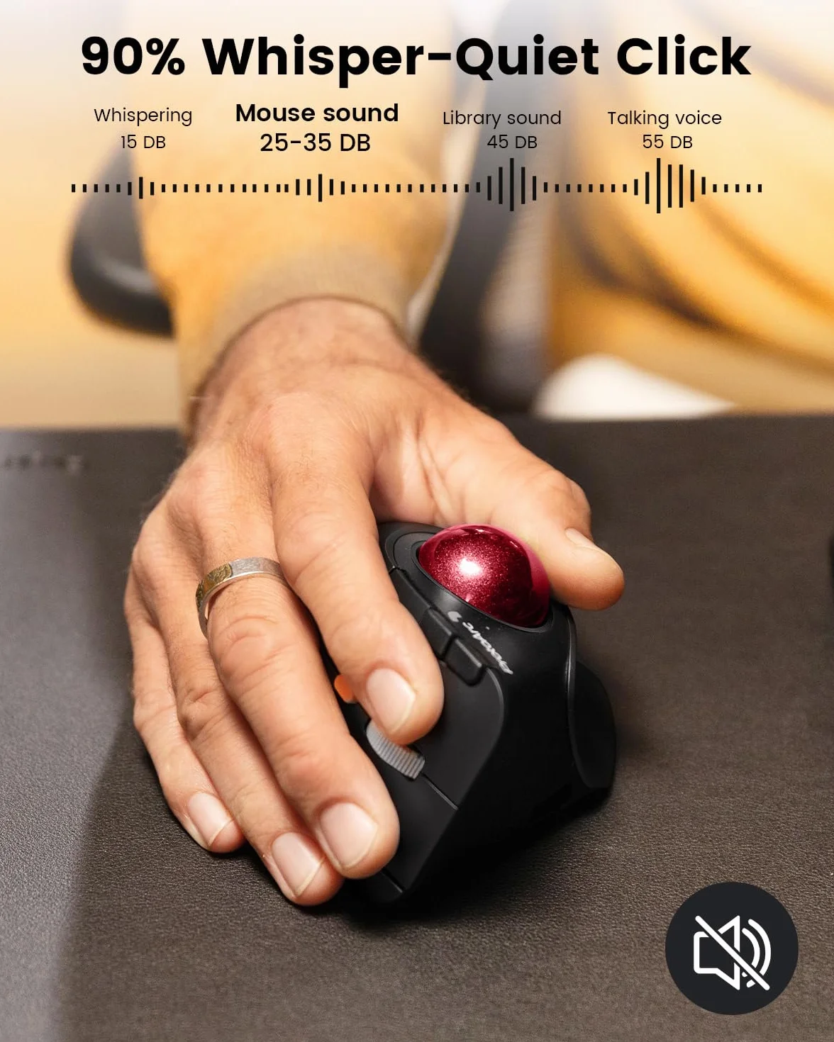 ProtoArc Pionowa bezprzewodowa mysz Trackball - EM05 ergonomiczna mysz kulkowa Bluetooth, 3 połączenia urządzeń do iPada, Maca, Windows PC